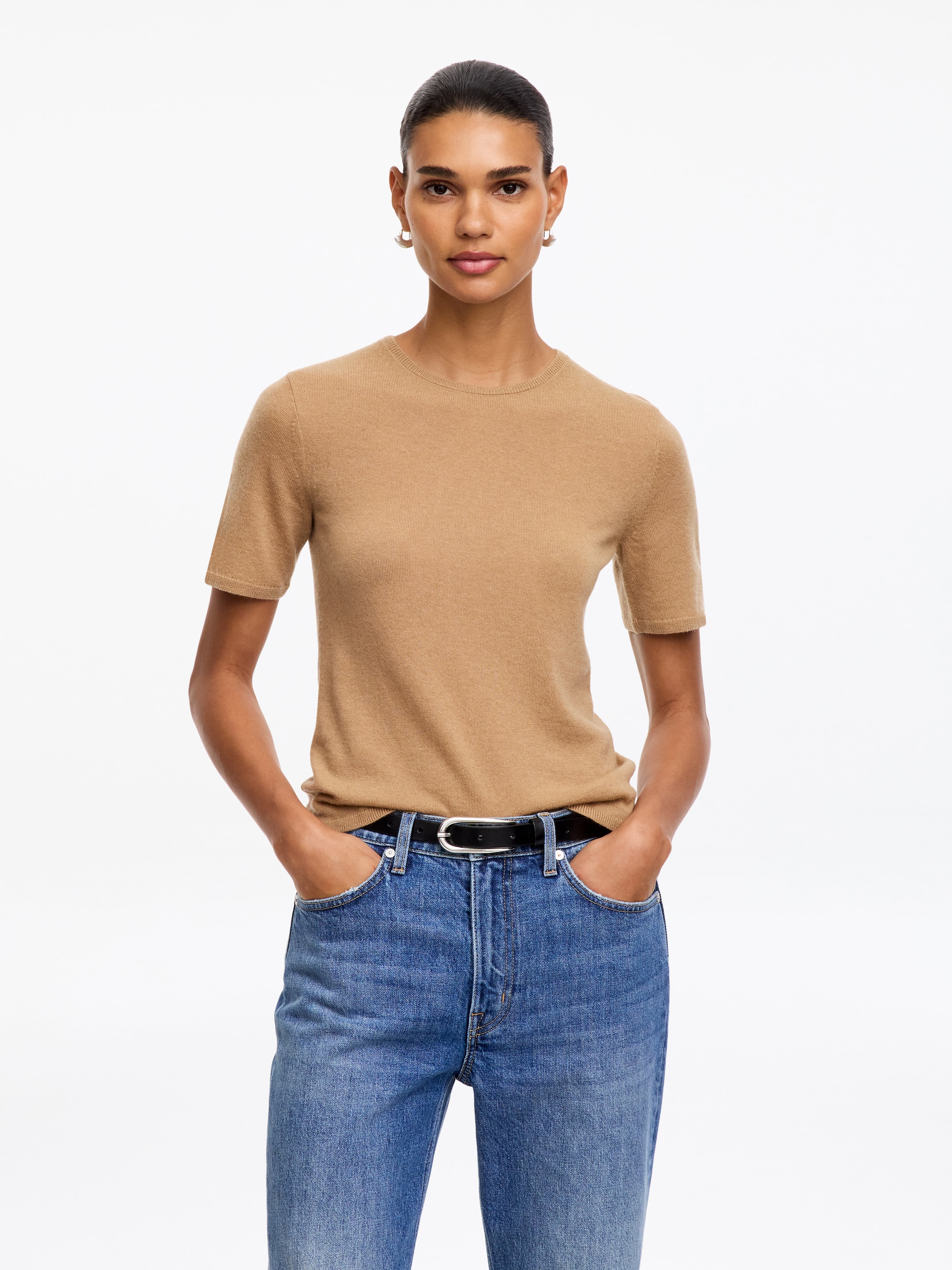 Pure Cashmere Top-Beige-19858