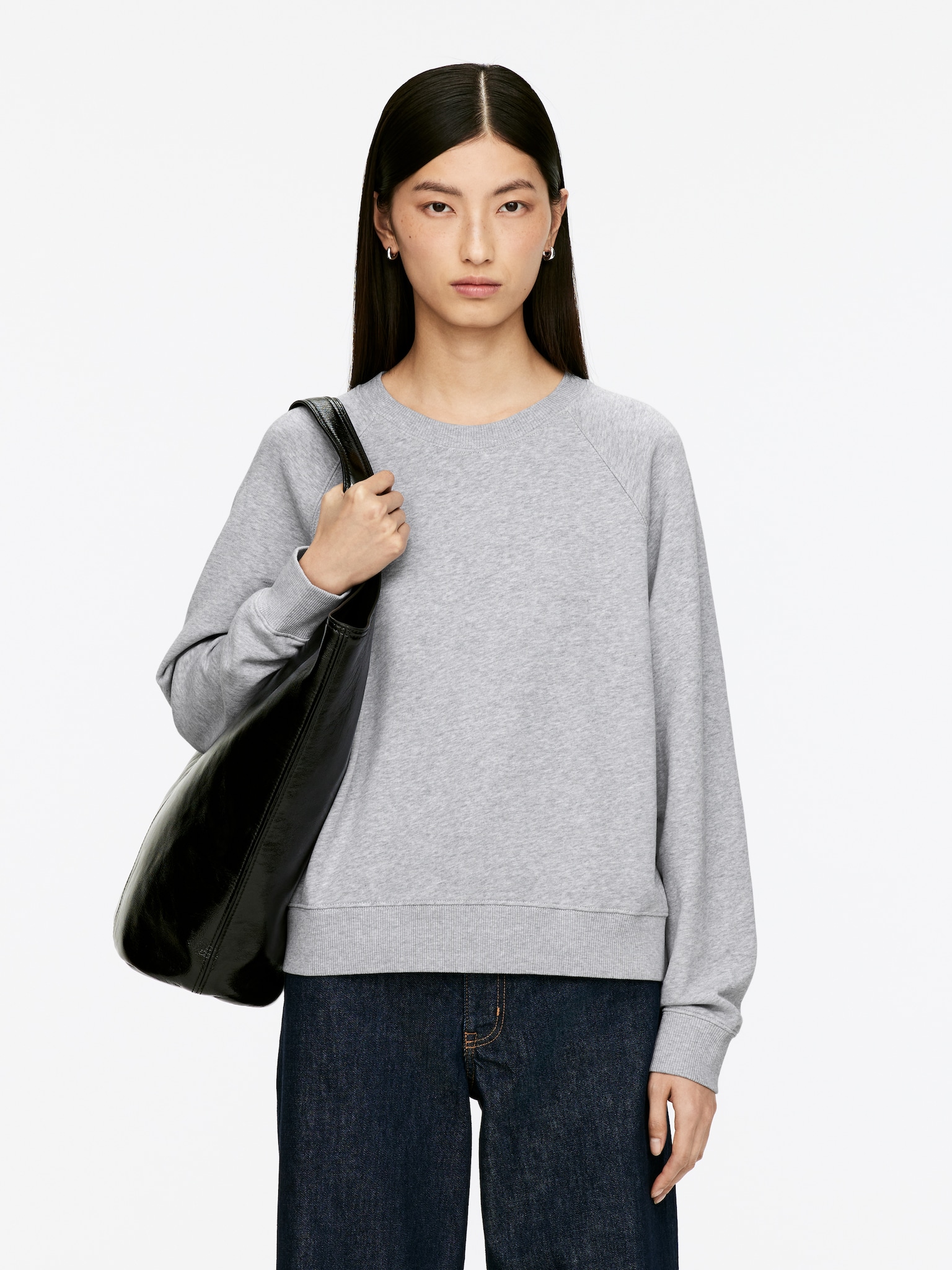 Frottee-Sweatshirt - Graumeliert/Blau/Dunkelblau - 1