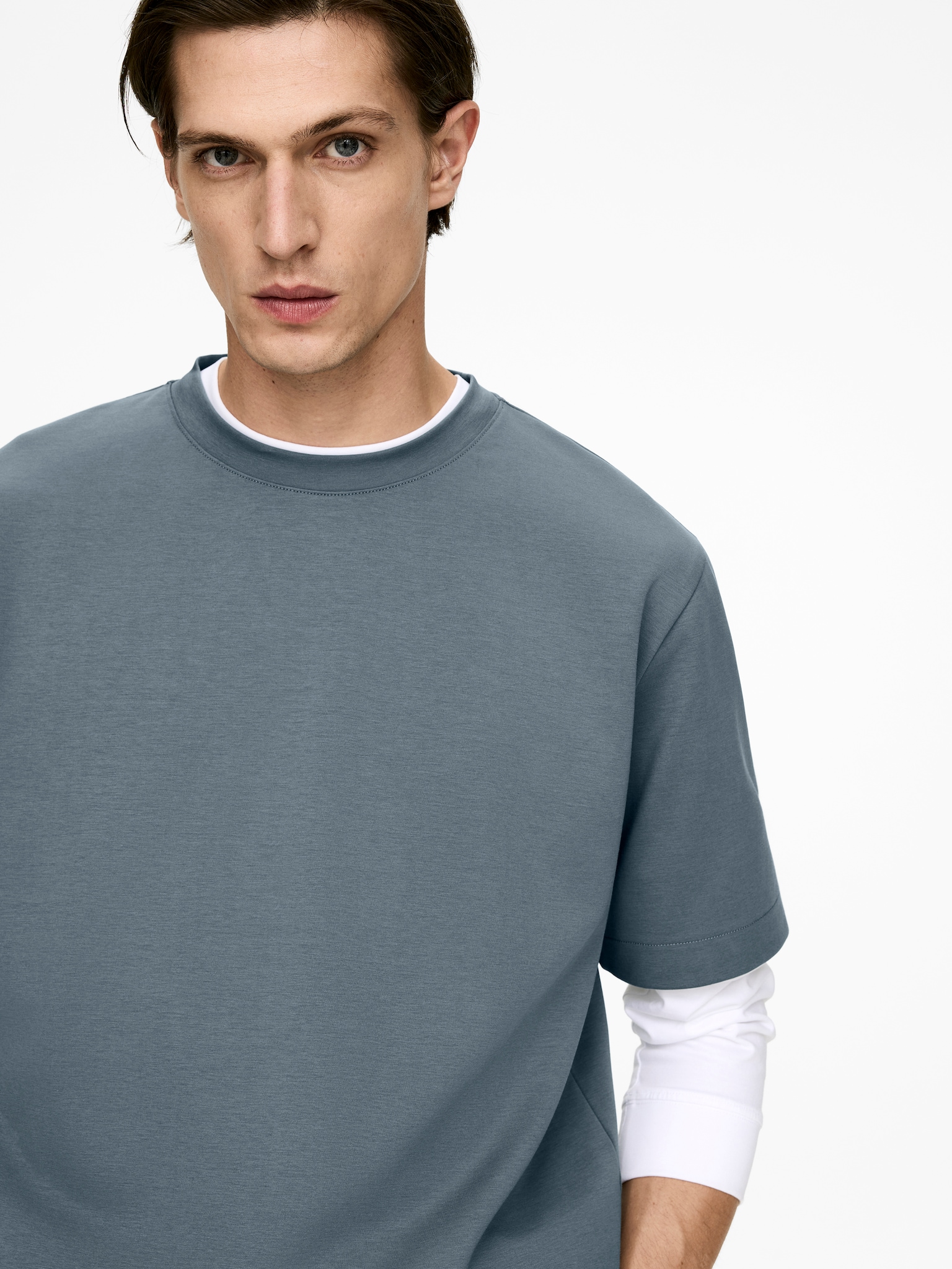 Tricou interlock - Albastru prăfuit/Burgundy închis/Negru/Alb/Burgundy închis - 3