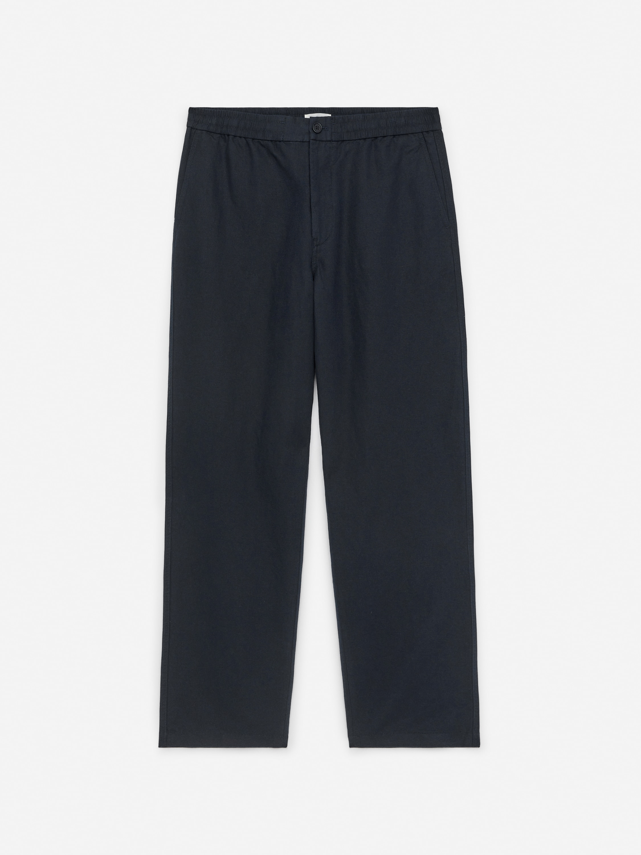 Linen Blend Trousers - Dark Blue/Beige
