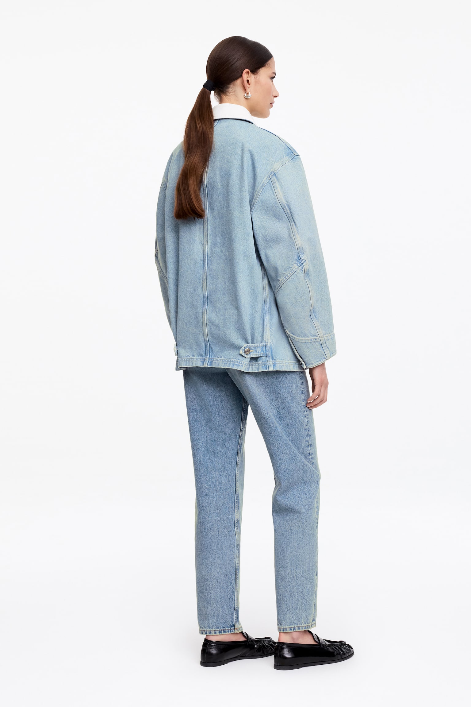 Casaco de ganga com gola de bombazina - Azul - 6