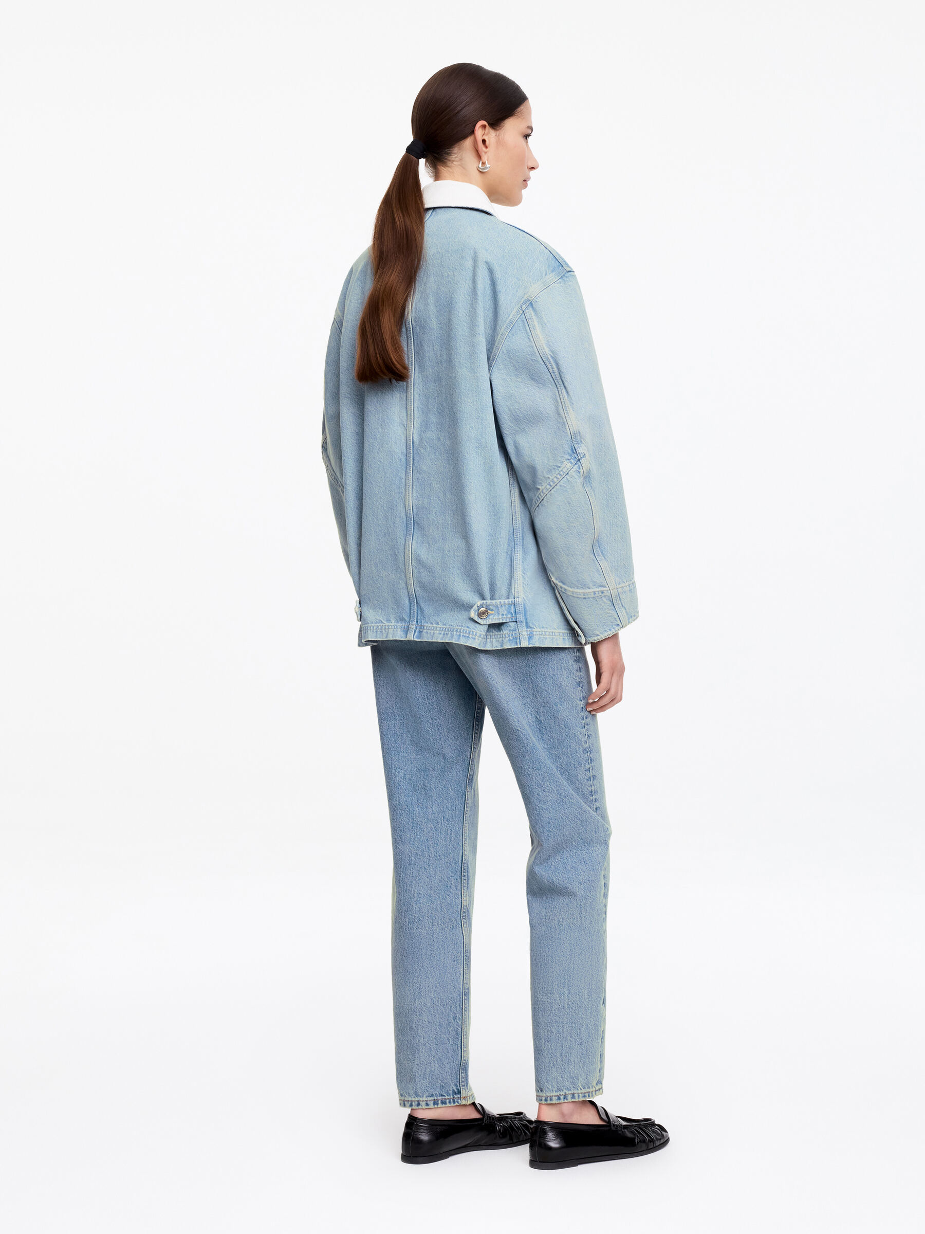 Denimowa kurtka ze sztruksowym kołnierzykiem - Niebieski - Fason normalny - Women - StillMedia/Lookbook - 6