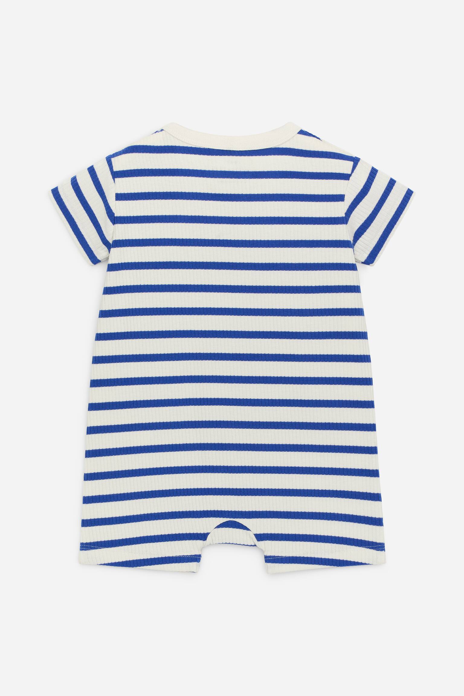 Short Ribbed Jersey Romper - Blue/White/Lilac/Red Dots - 2