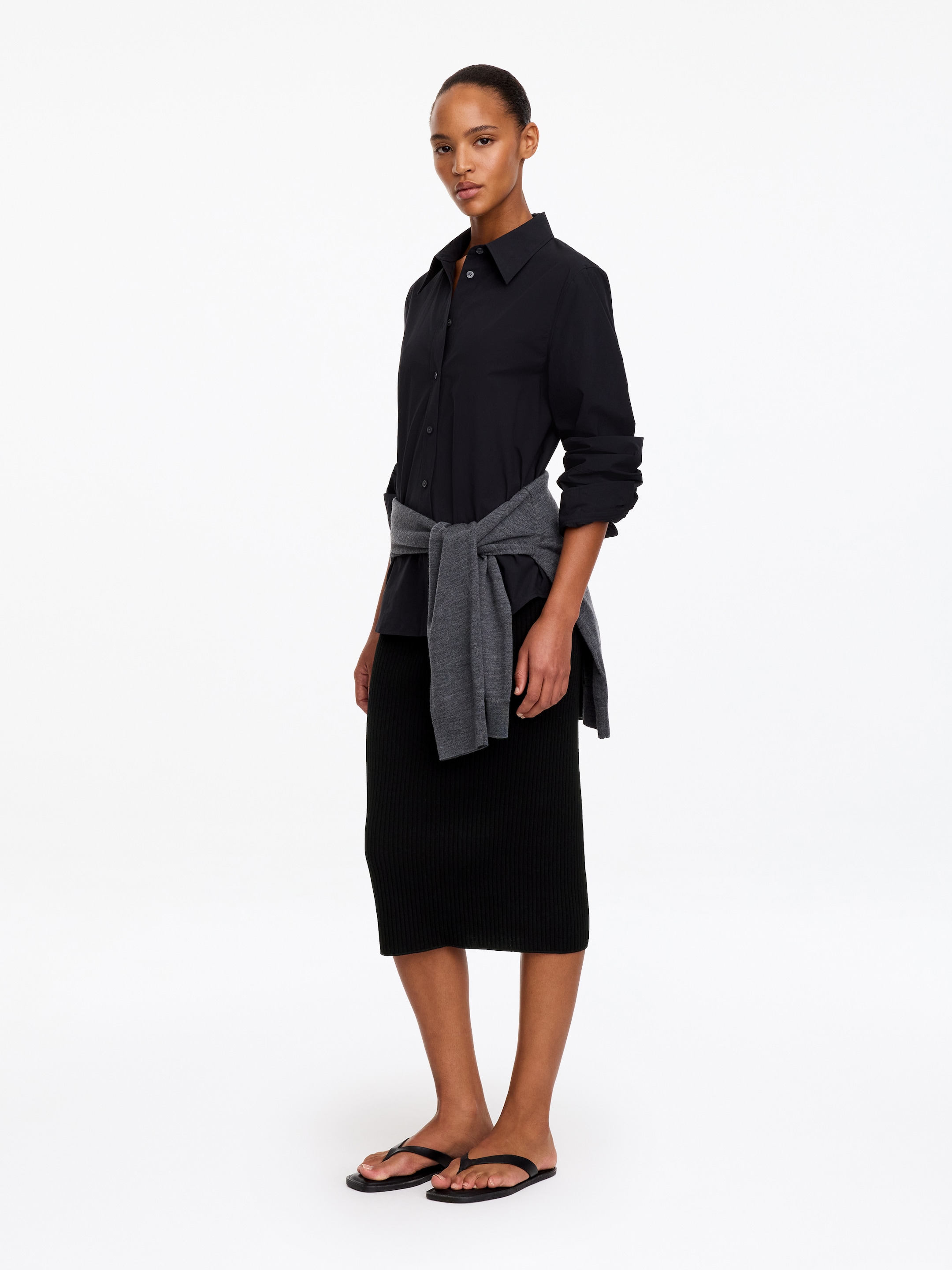Falda midi canalé - Negro - Corte estándar - women - StillMedia/Lookbook - 3