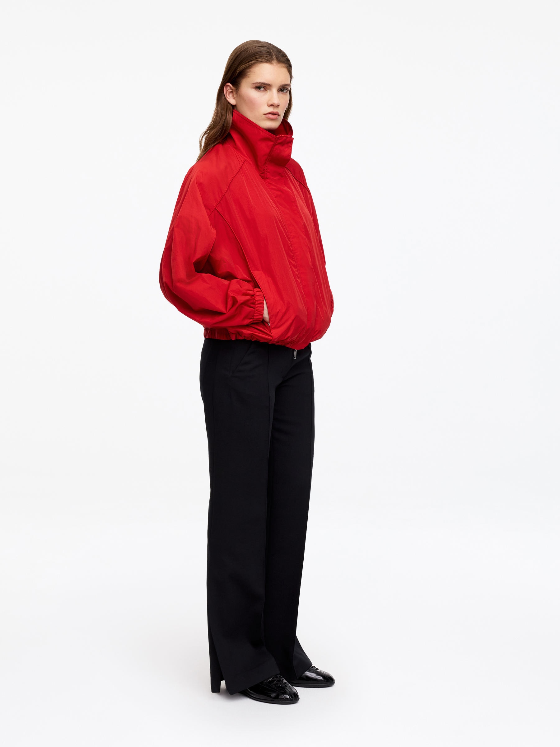 Funnel-Neck Nylon Jacket - Red - Oversized - Women - StillMedia/Lookbook - 2