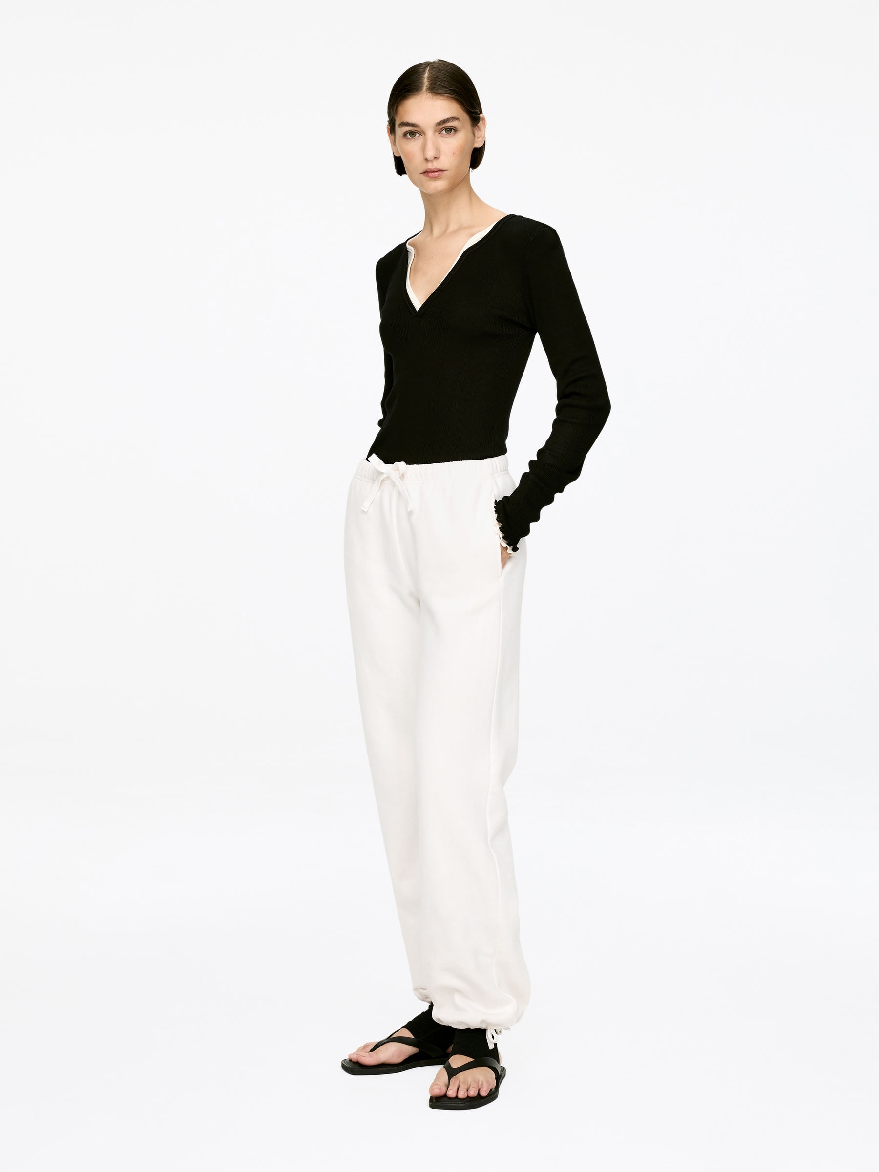 Cotton Sweatpants - Off White - Regular fit - Women - StillMedia/Lookbook - 5