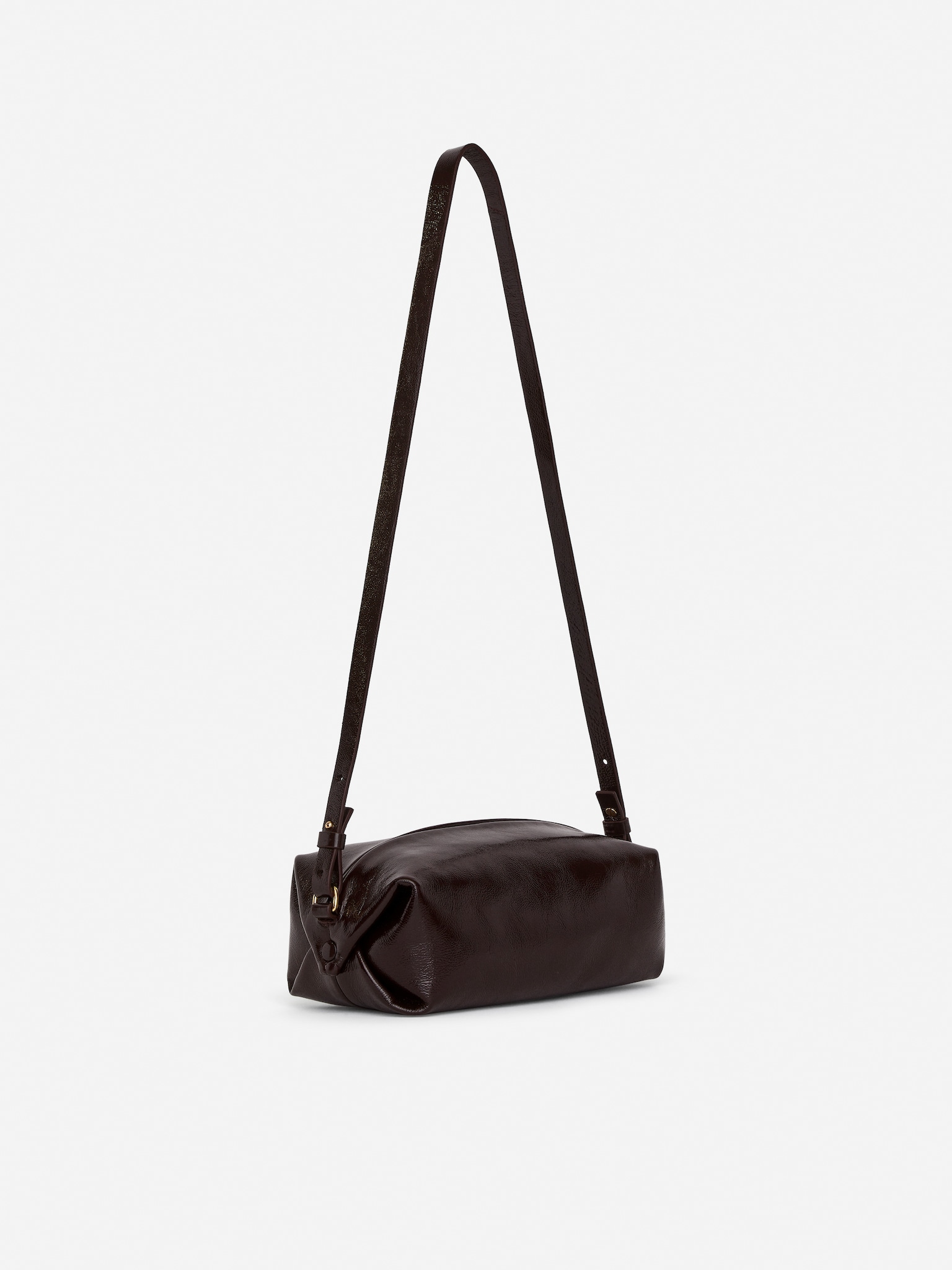 Lacquered Crossbody Bag - Burgundy - 7