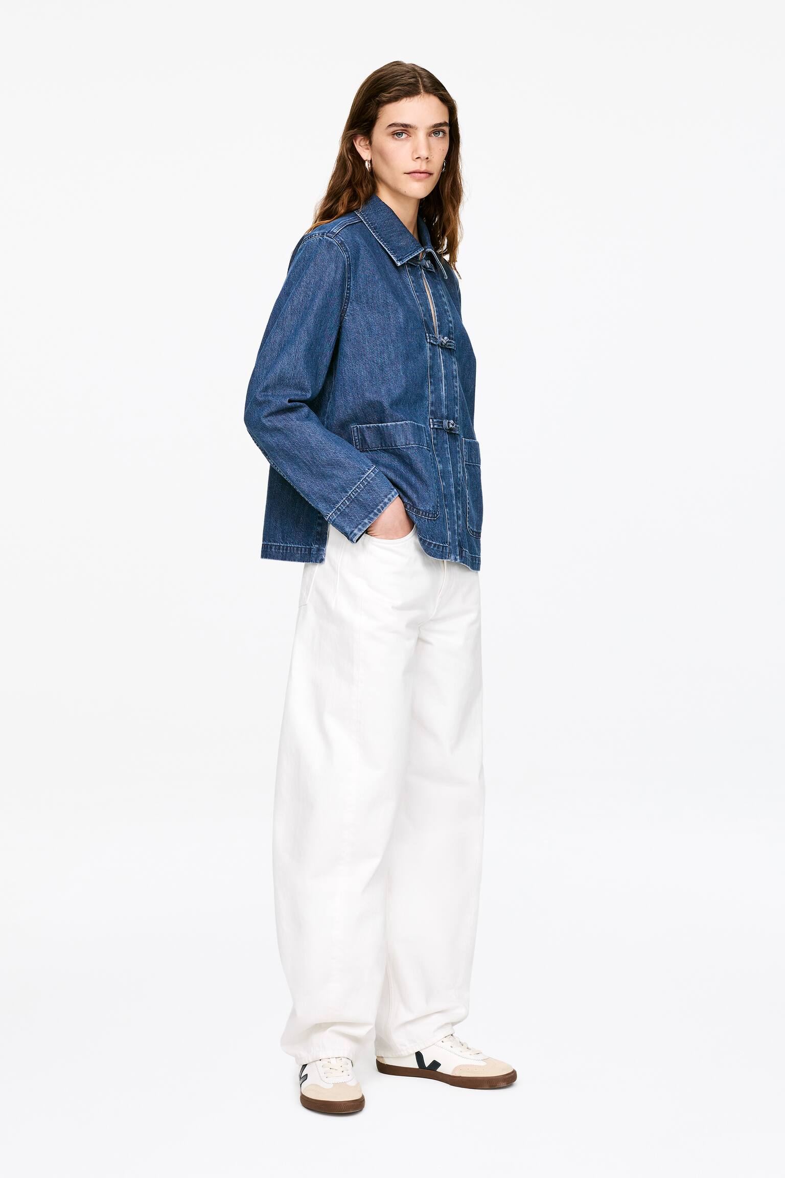 Dżinsowa koszula z diagonalu - Niebieski - 5