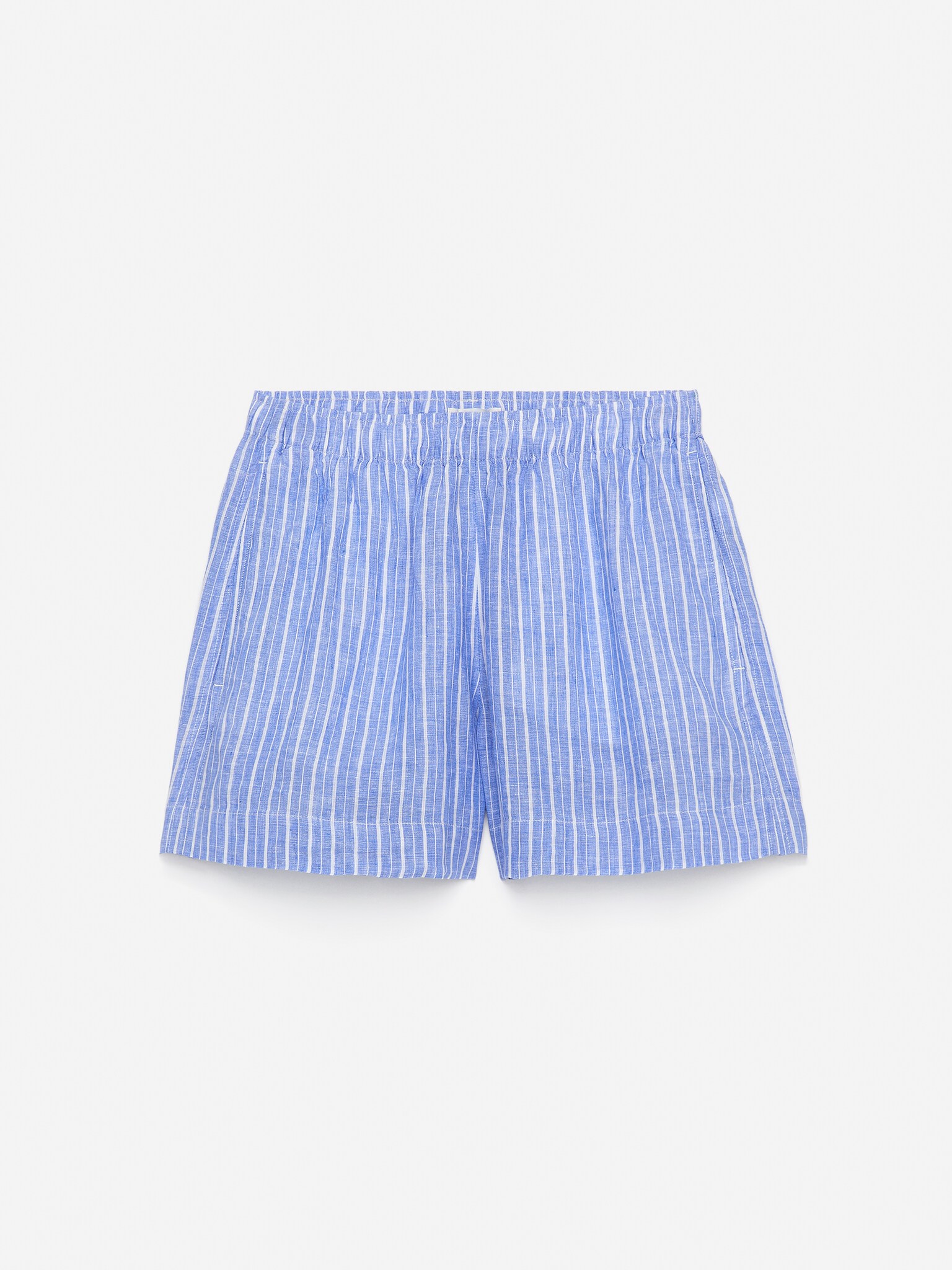 Pantaloni scurți din in - Albastru/Alb/Verde kaki/Ruginiu