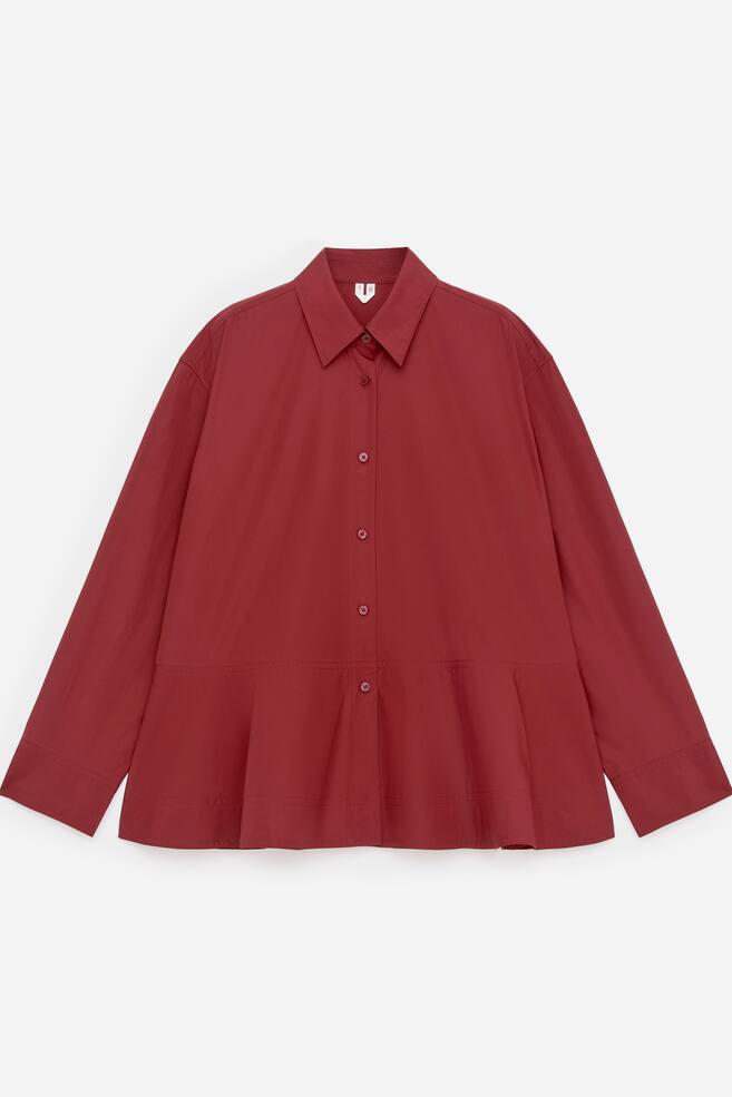 Bavlněná peplum halenka - Tmavě červená/Černá - 1