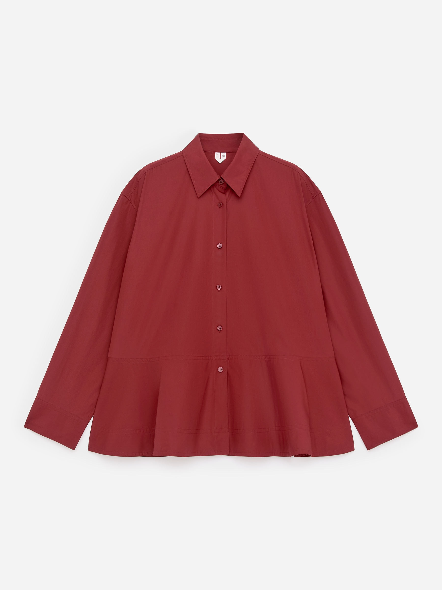 Bomullsblus med peplum.-Röd-17137