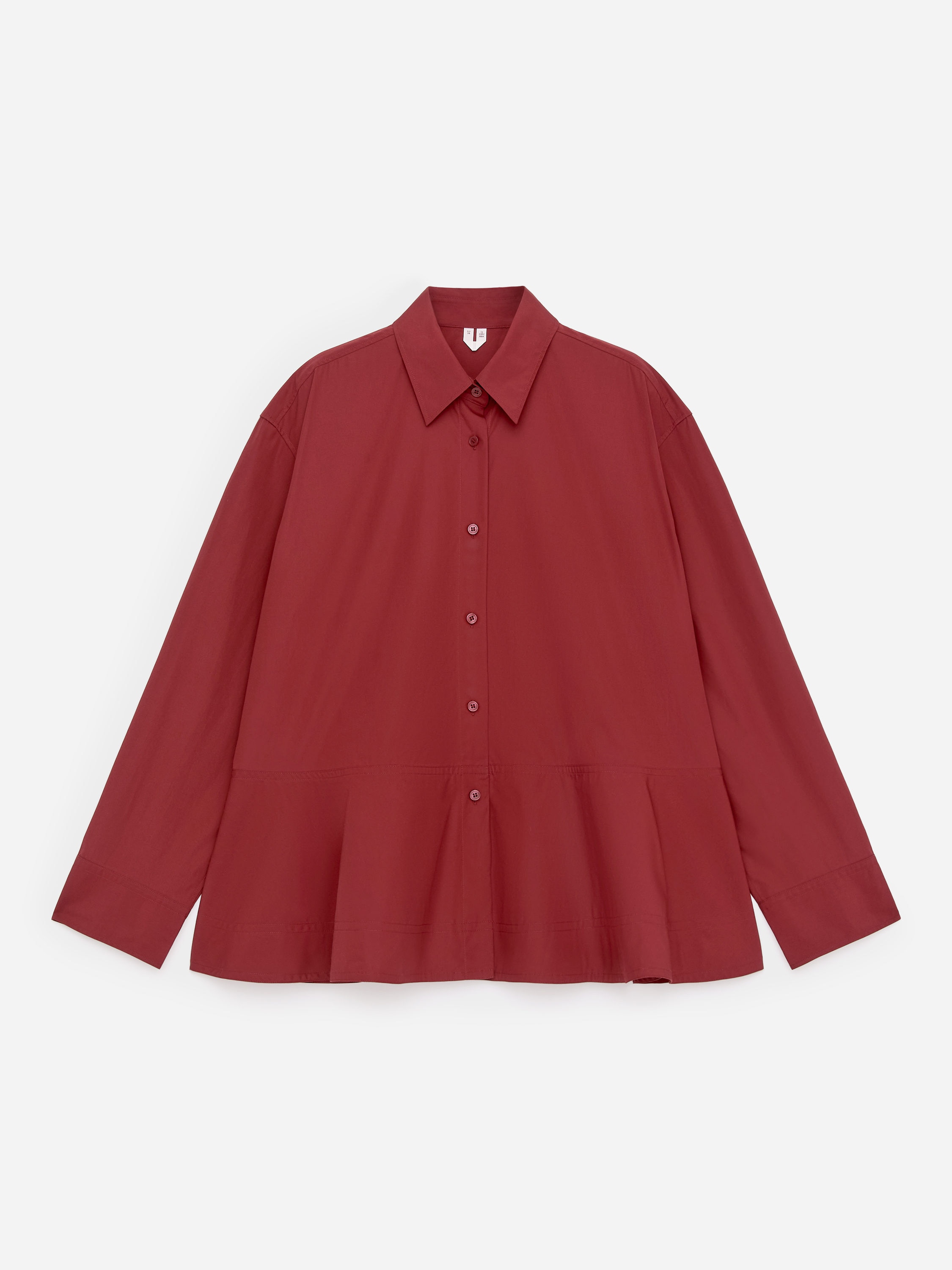 Cotton Peplum Blouse - Dark Red - Regular fit - Women - StillMedia/DescriptiveStillLife - 4