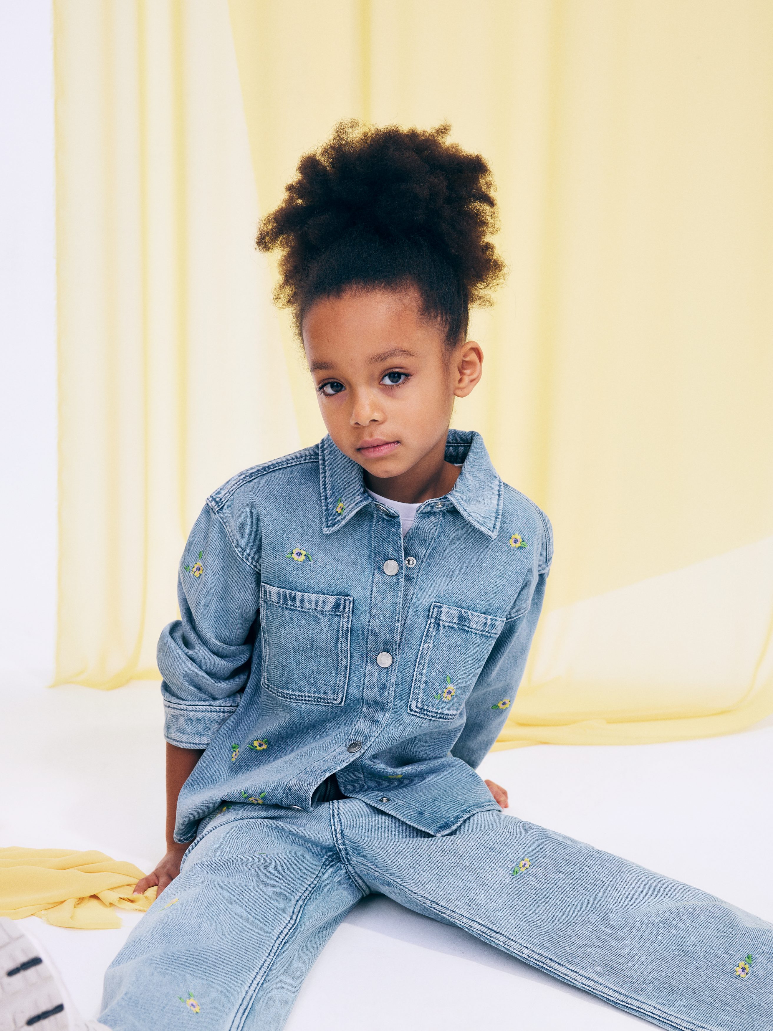 Embroidered Denim Trousers - Lilac/Cherries - Relaxed fit - Children - StillMedia/Environmental - 1