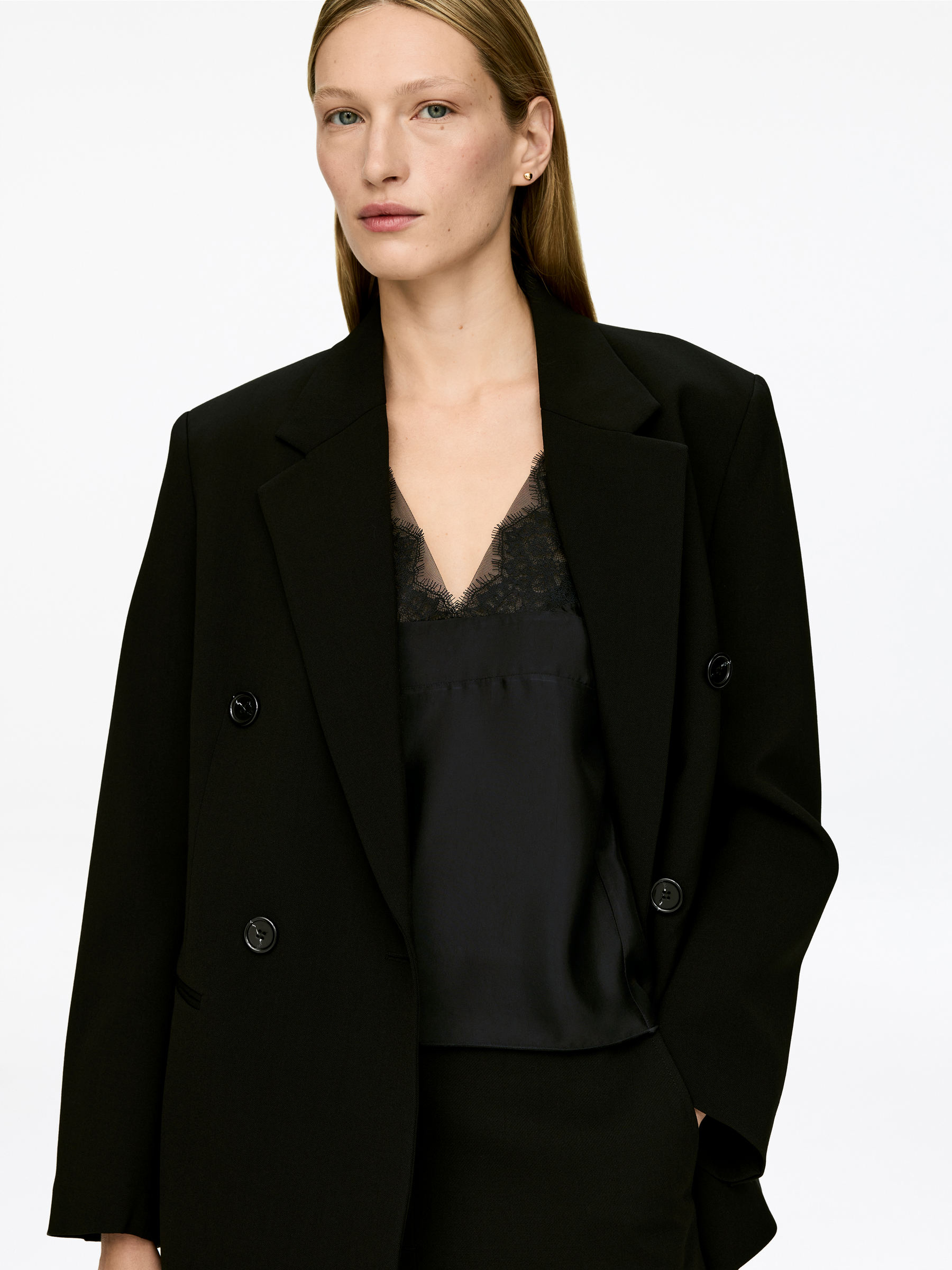 Top con detalle de encaje - Negro - Corte estándar - Women - StillMedia/Lookbook - 4