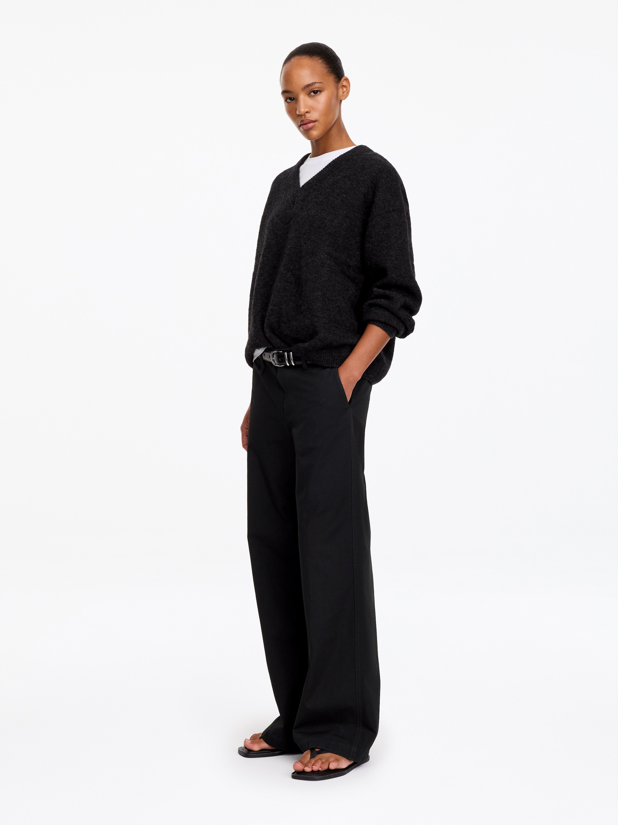 Cotton Chino Trousers - Black - Slim fit - women - StillMedia/Lookbook - 3