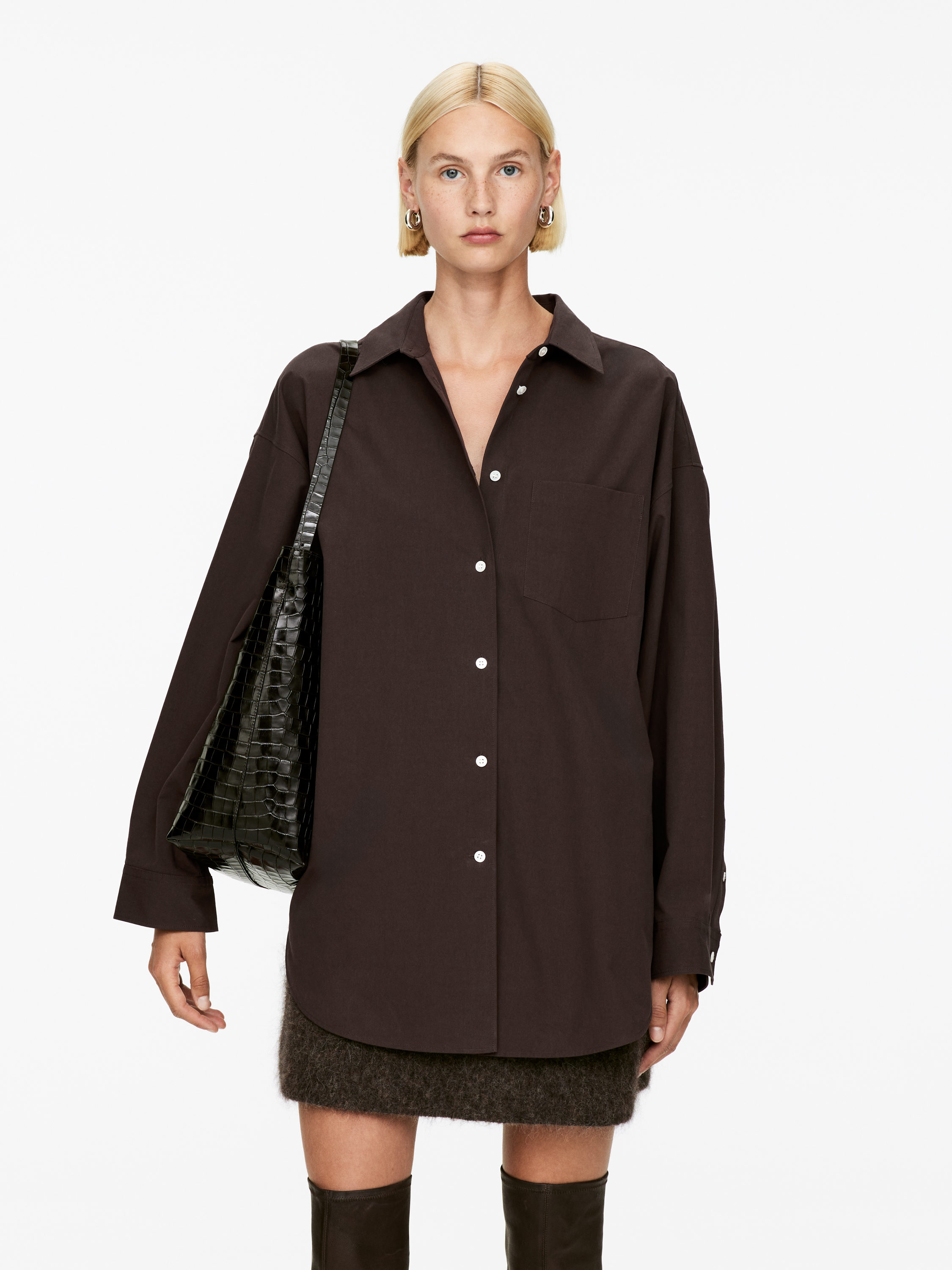 Batwing-Sleeve Shirt-#3F3838-16366
