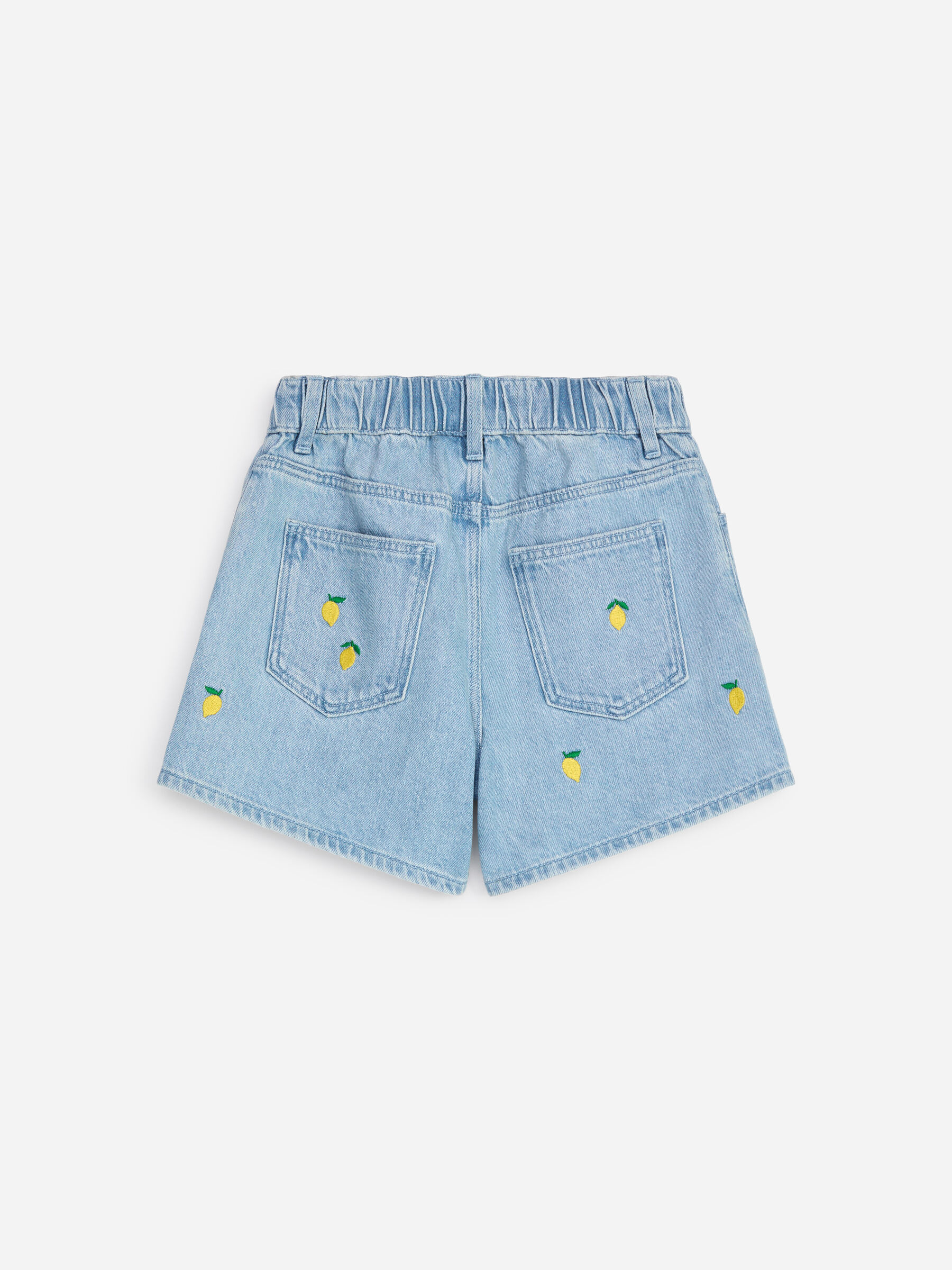 Denimshorts - Blå/broderade citroner - Relaxed fit - Children - StillMedia/DescriptiveStillLife - 1