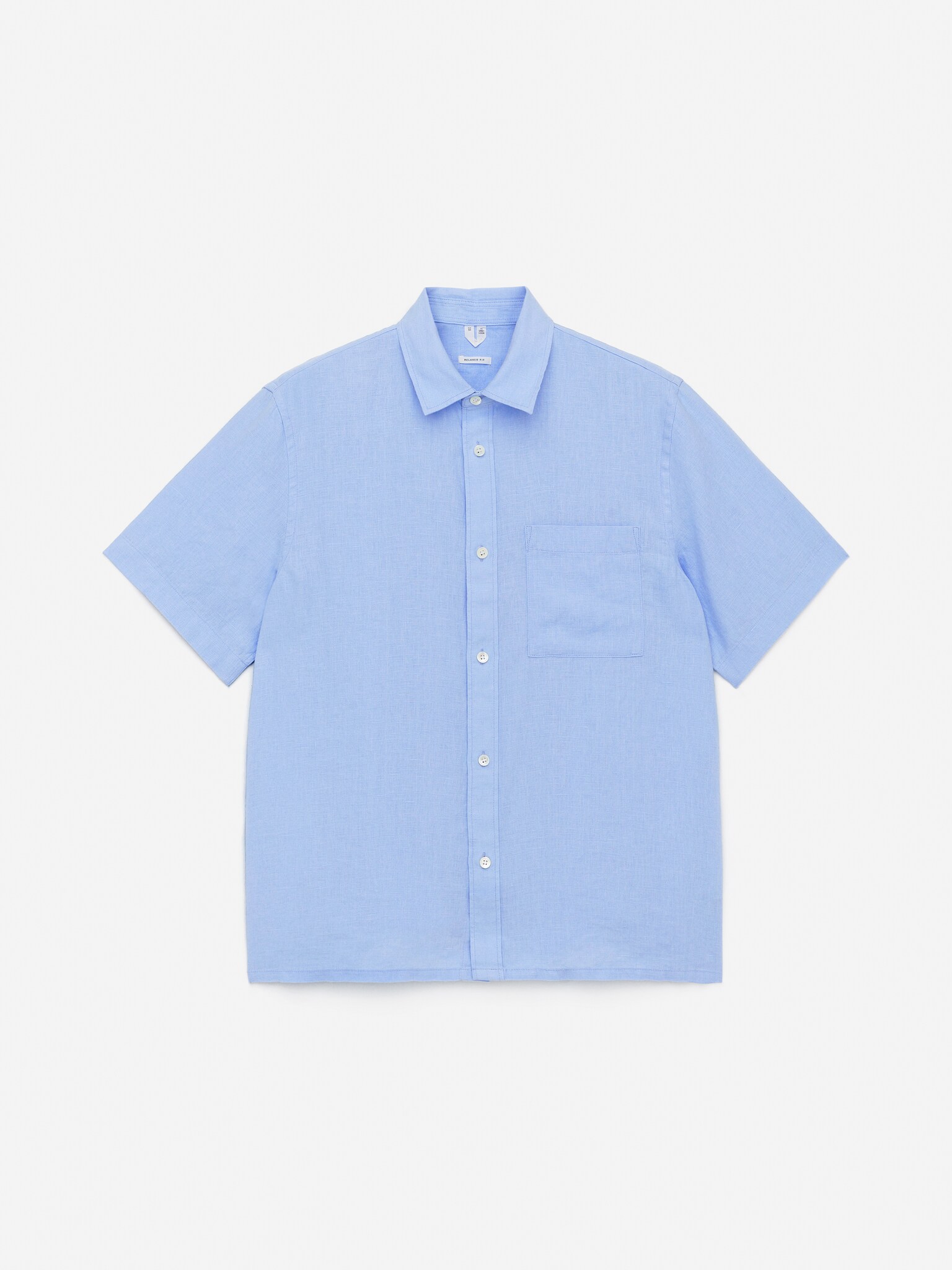 Camicia in lino dalla vestibilità rilassata - Azzurro/Grigio