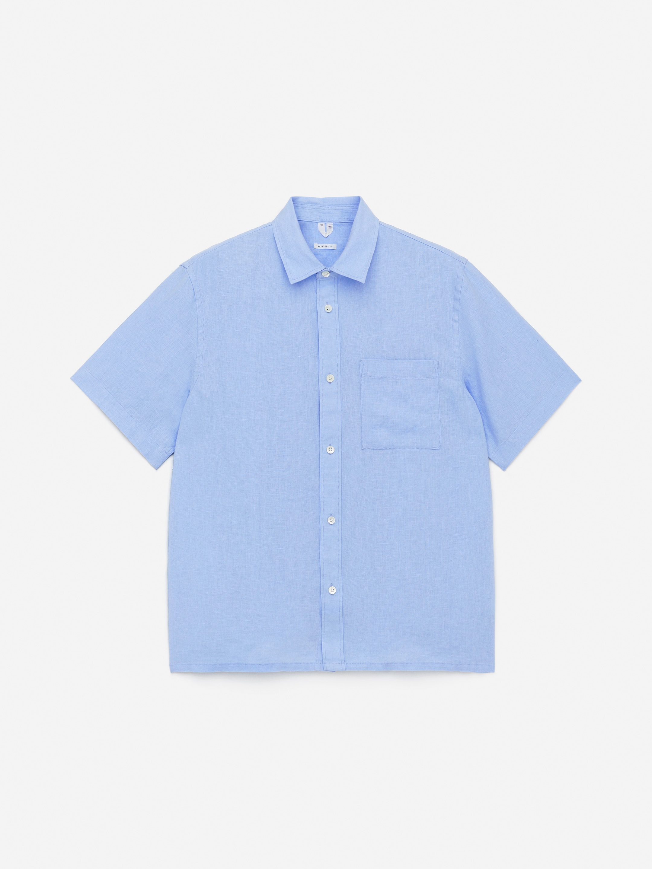 Camicia in lino dalla vestibilità rilassata-Blue-14907
