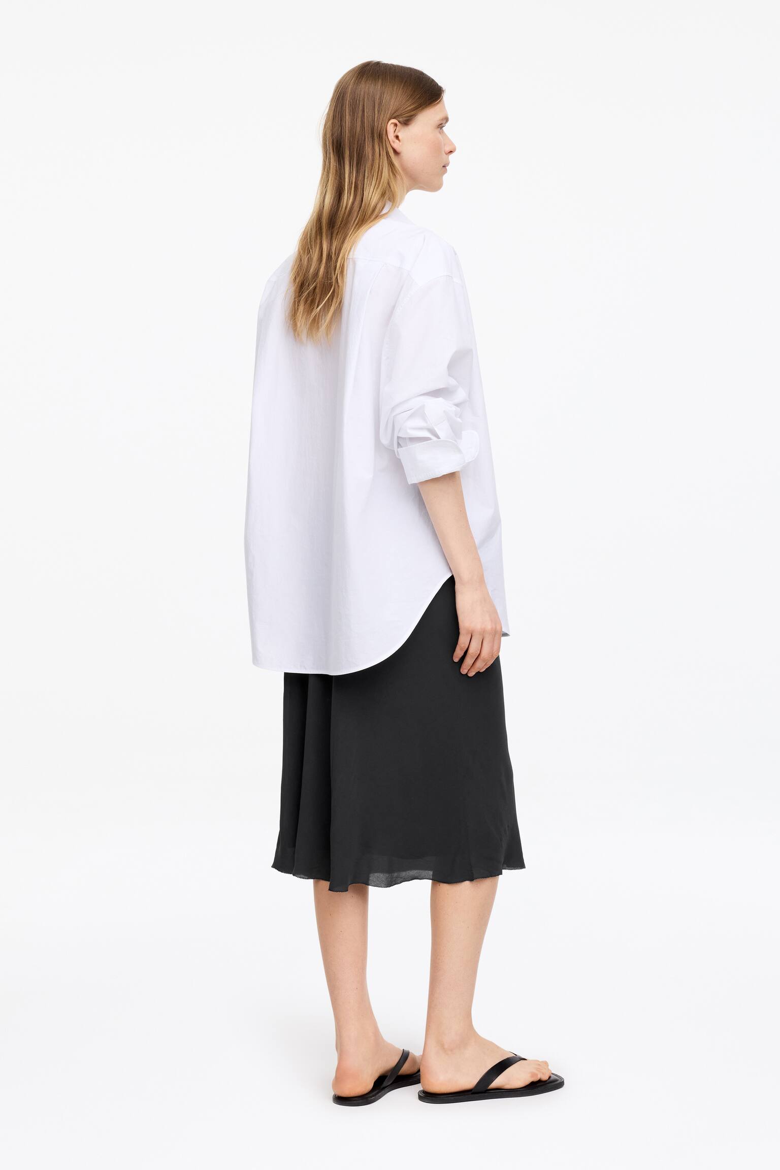 Jupe midi en mousseline - Noir/Blanc cassé - 4