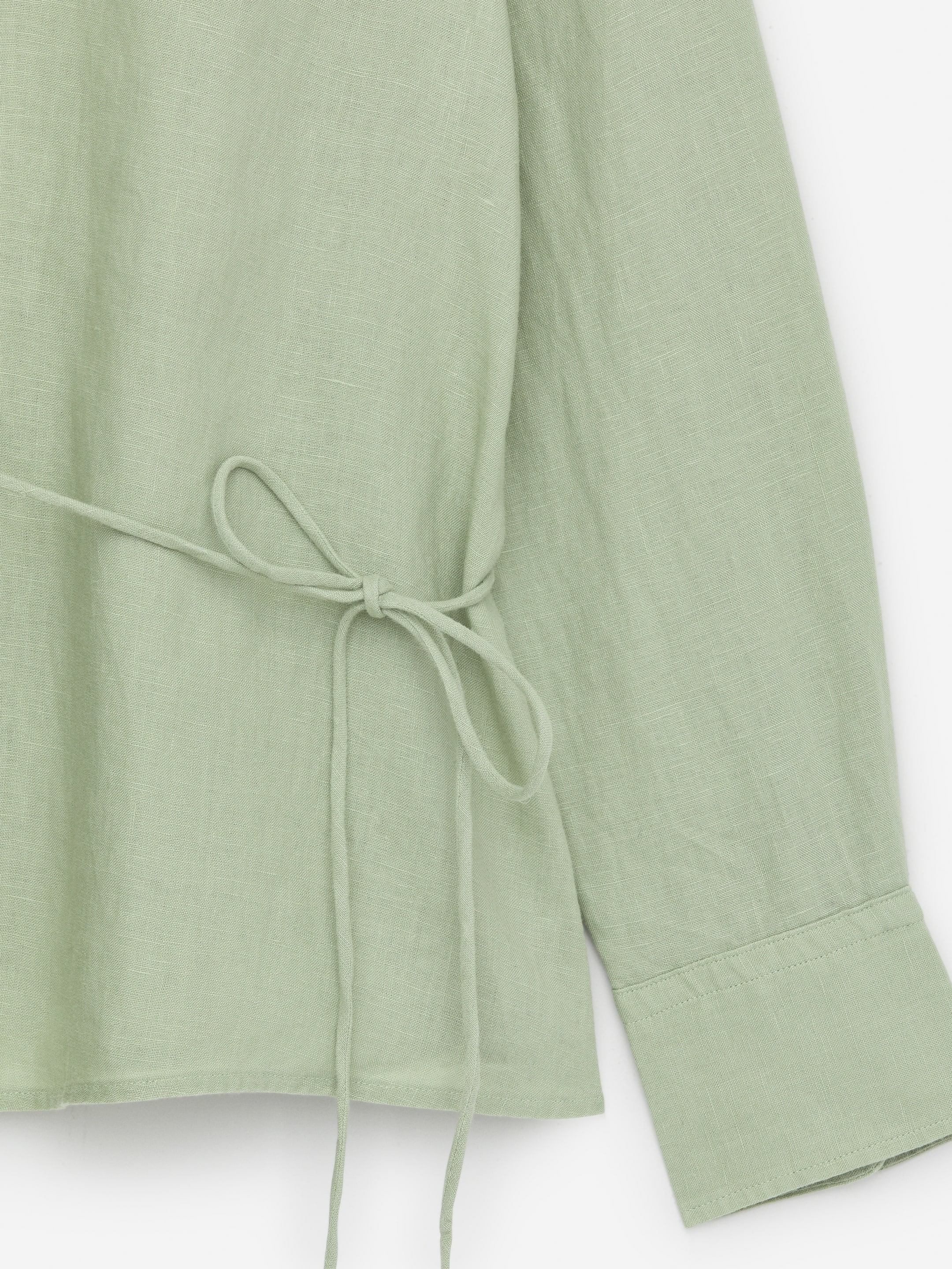 Wrap Linen Shirt - Green - Slim fit - Women - StillMedia/DescriptiveDetail - 1