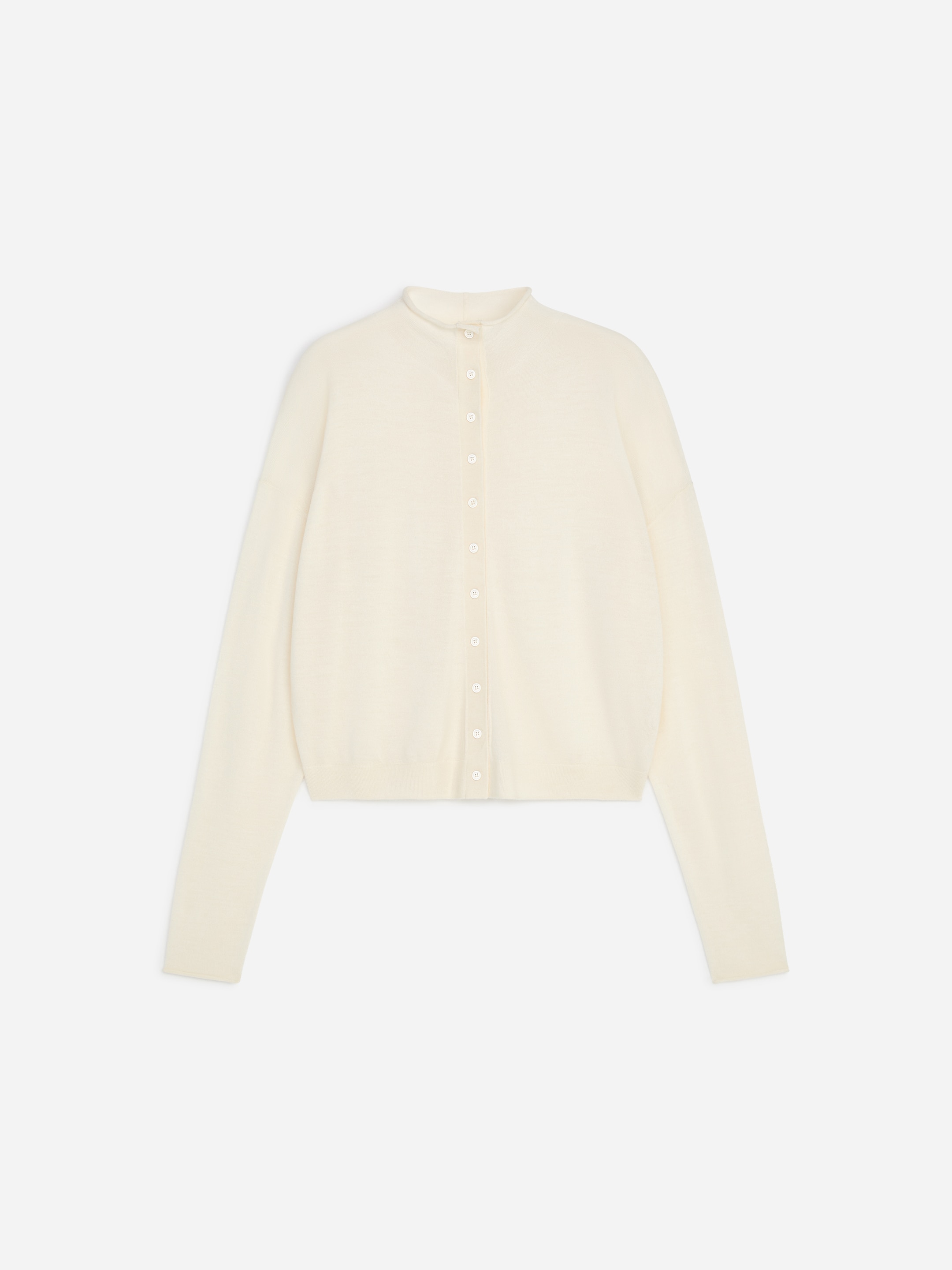 Wool-Blend Mock-Neck Cardigan - Off White - Regular fit - women - StillMedia/DescriptiveStillLife - 1