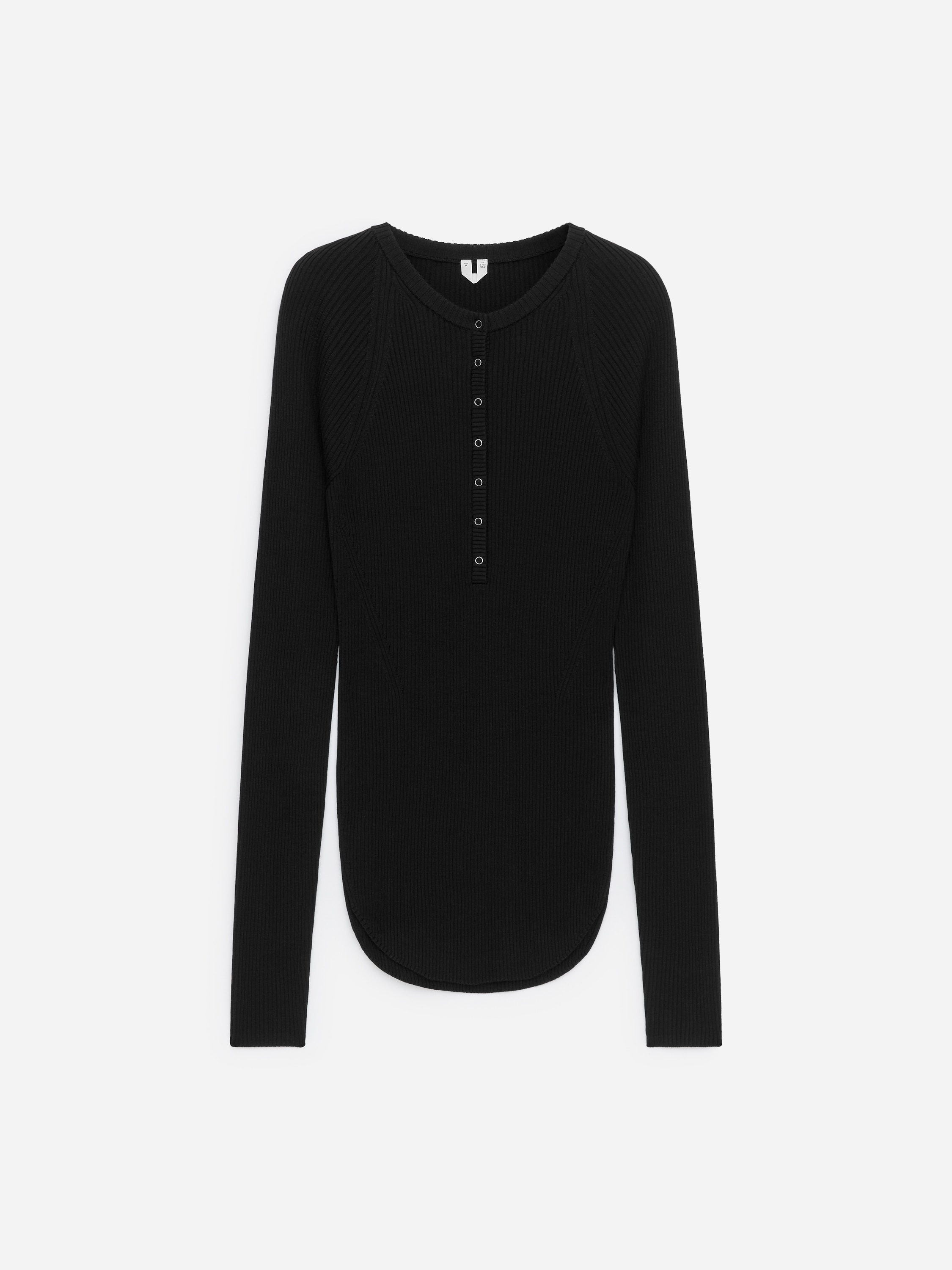 Ribbe-topp i ullblanding - Svart