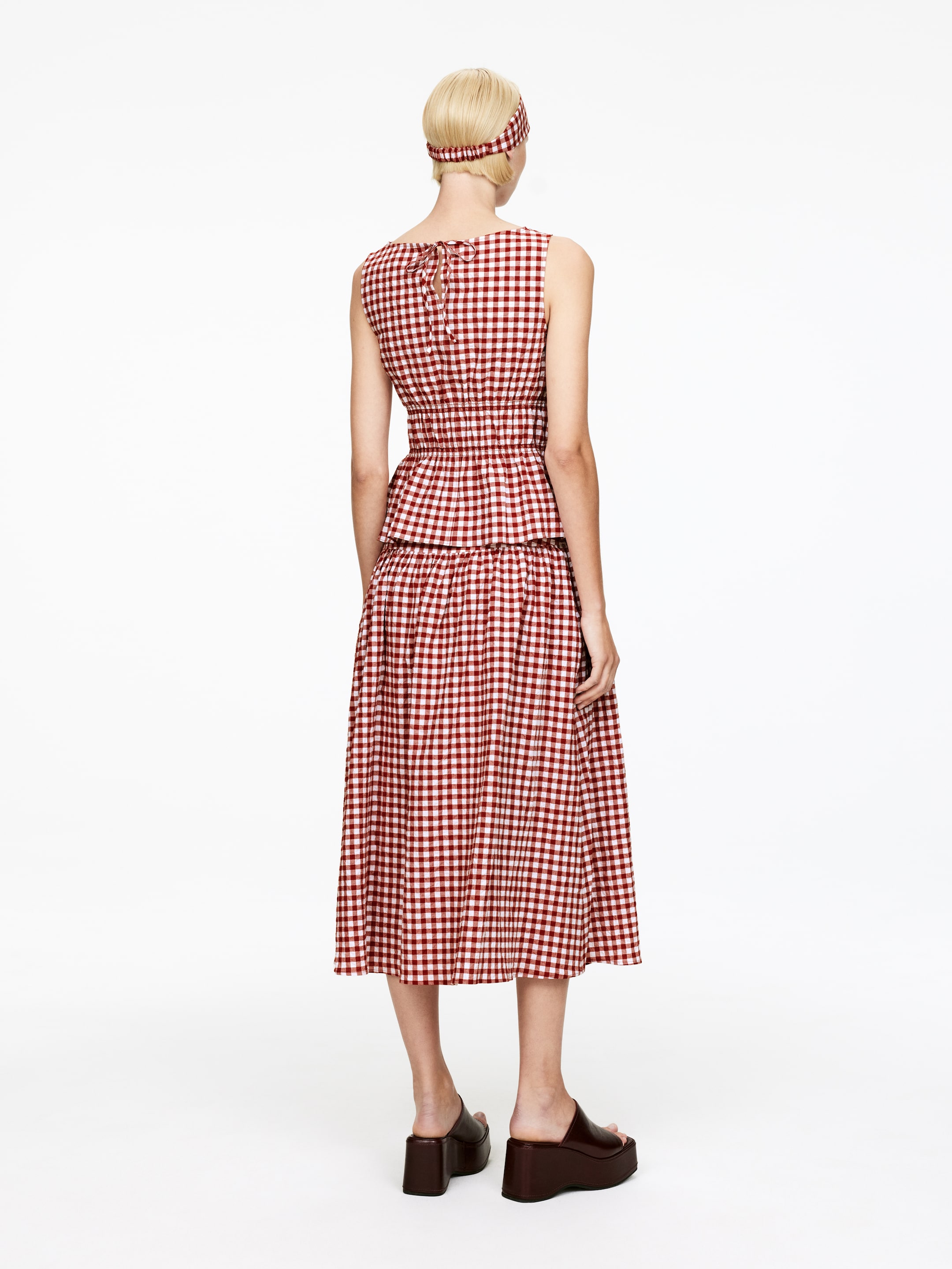 Größeres Bild anzeigen: Rock aus Seersucker - Rostrot/Weiß - Ladies | H&M AT 3