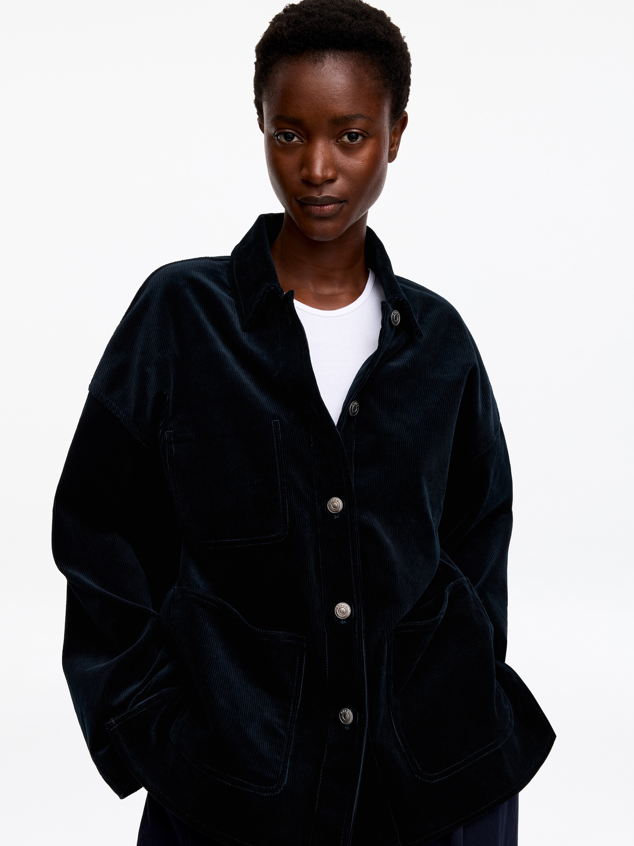 Relaxed Corduroy Overshirt - Dark Blue - Loose fit - women - StillMedia/Lookbook - 2