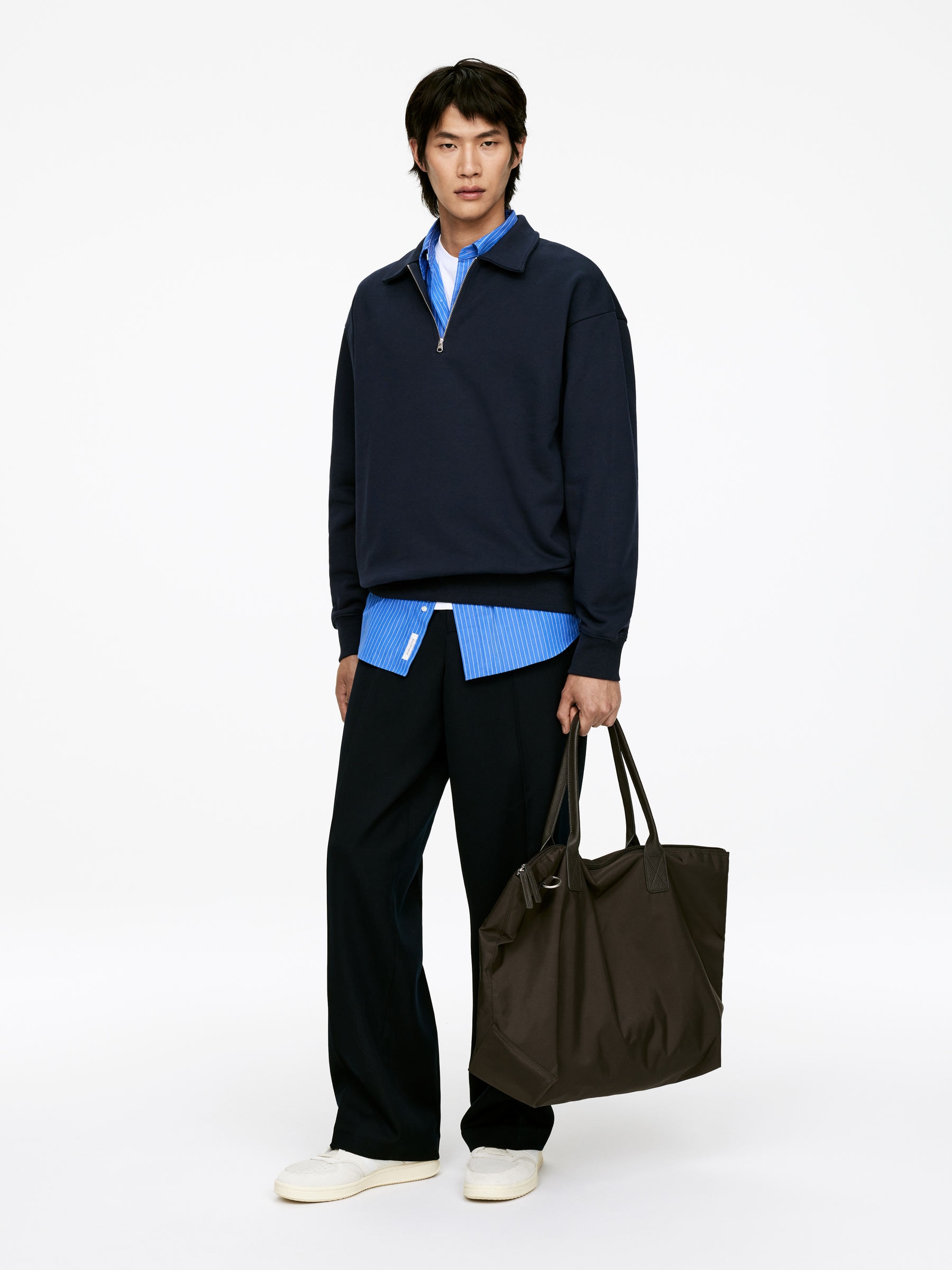 Half Zip Cotton Sweatshirt - Dark Blue - Regular fit - Men - StillMedia/Lookbook - 5