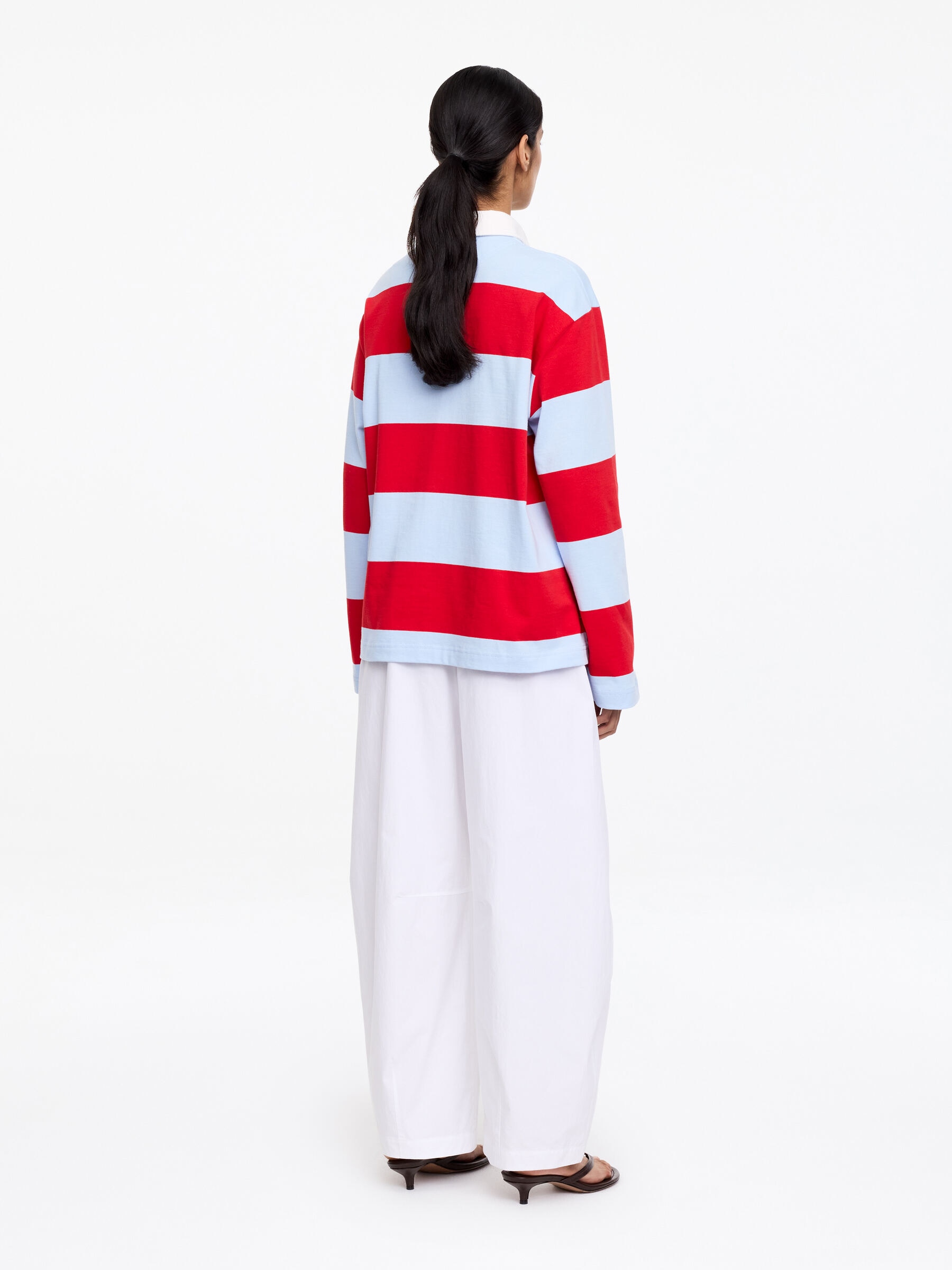 Cotton Polo Shirt - Red/Blue - Regular fit - Women - StillMedia/Lookbook - 4