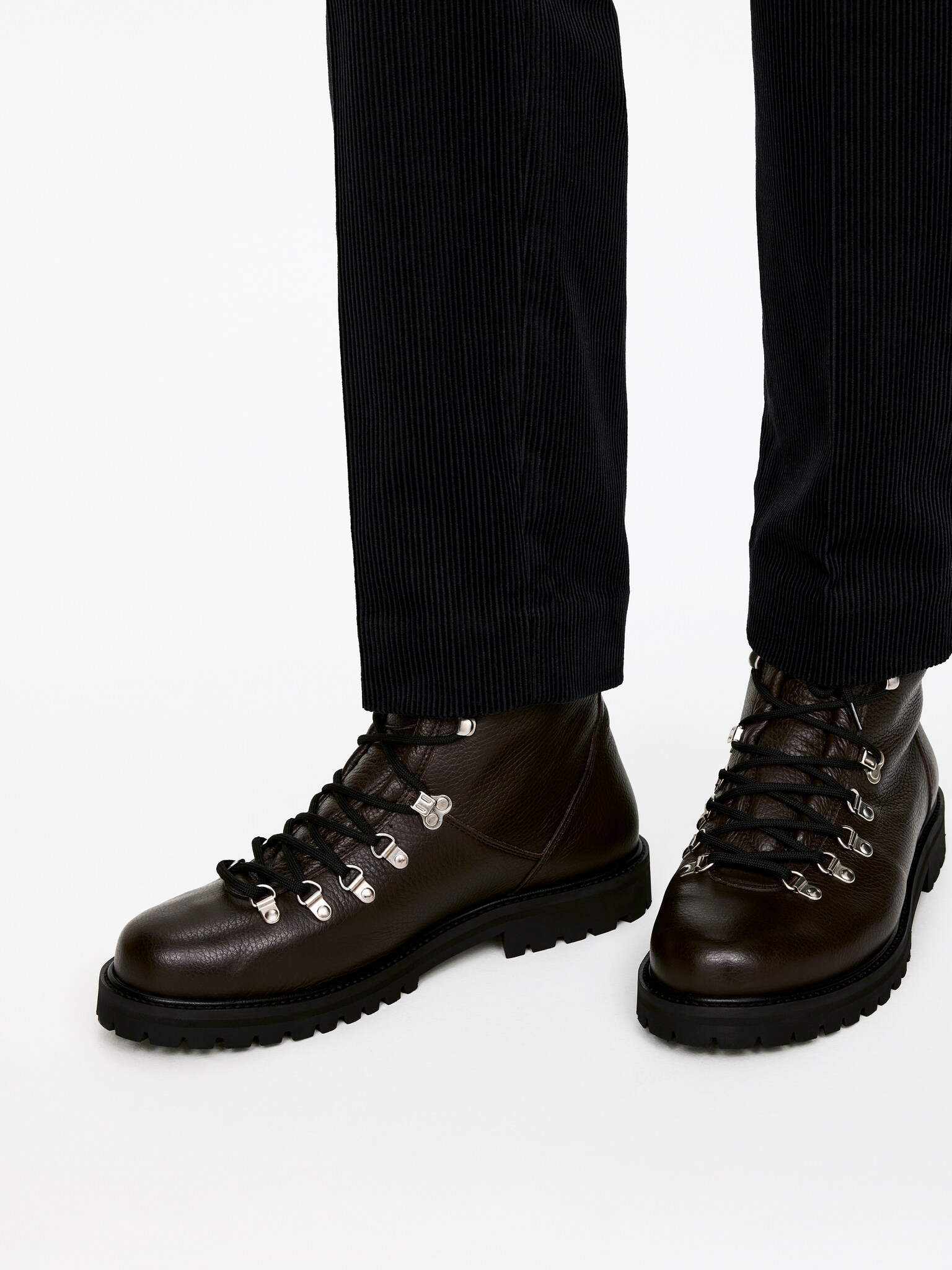 Bottes de randonnée en cuir - Marron foncé/Noir - 8