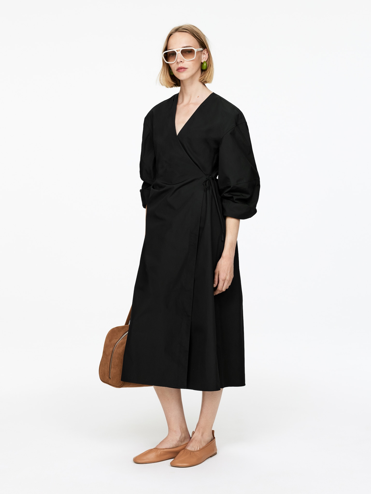 Wickelkleid aus Baumwolle - Schwarz/Weiß - 4