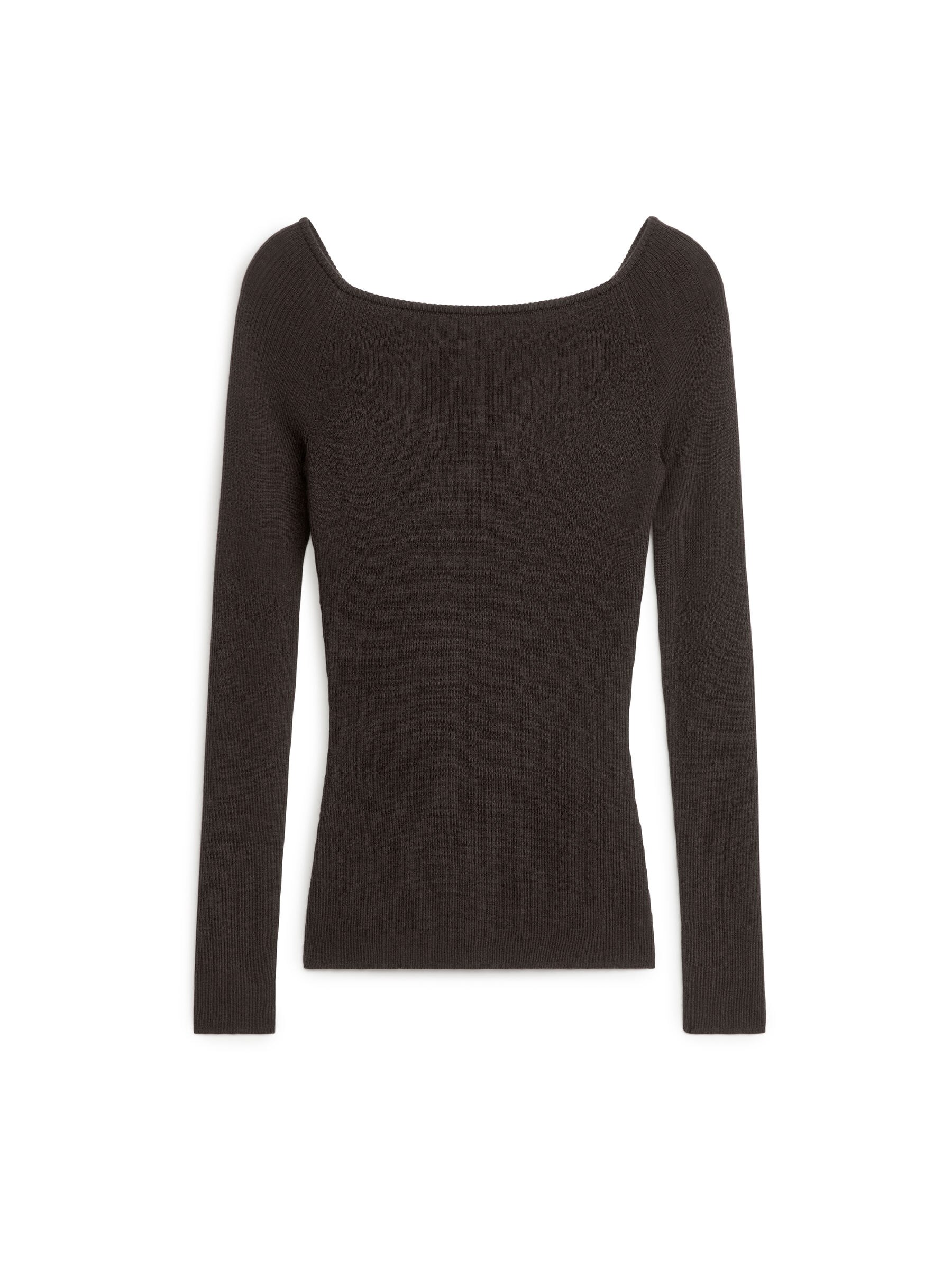 Off-Shoulder-Oberteil aus Wollmischung - Dunkelbraun - Slim Fit - Damen - StillMedia/DescriptiveStillLife - 1