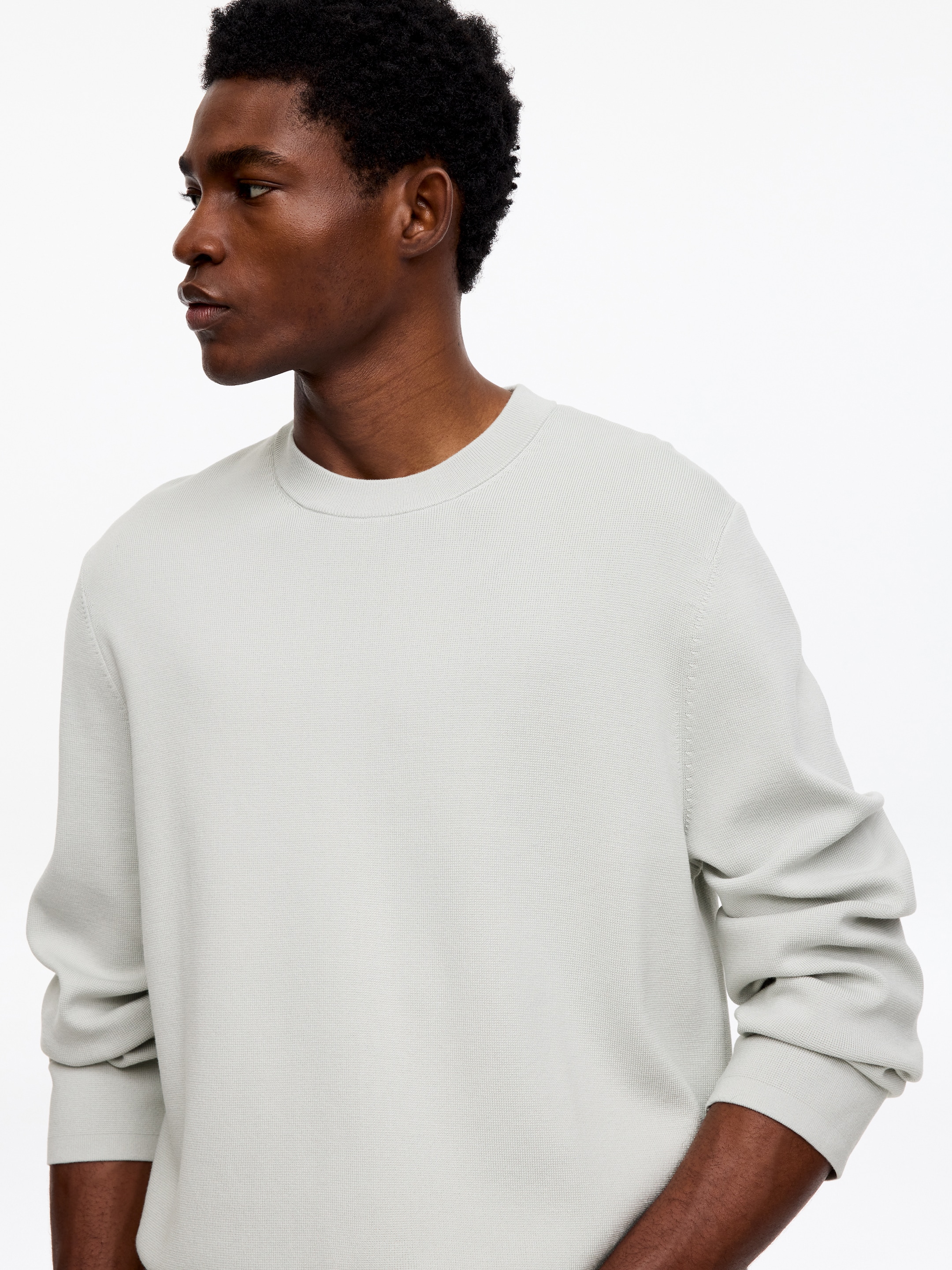 Relaxed Cotton Blend Jumper - Dusty Light Green - Regular fit - Men - StillMedia/Lookbook - 4