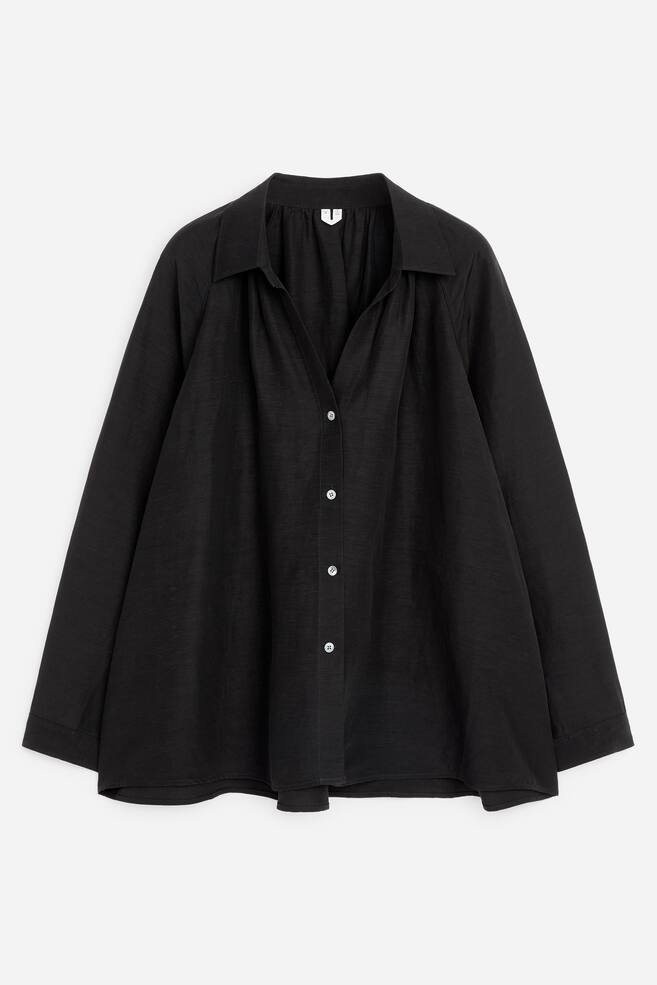 Viscose-Linen Shirt - Black/White - 1
