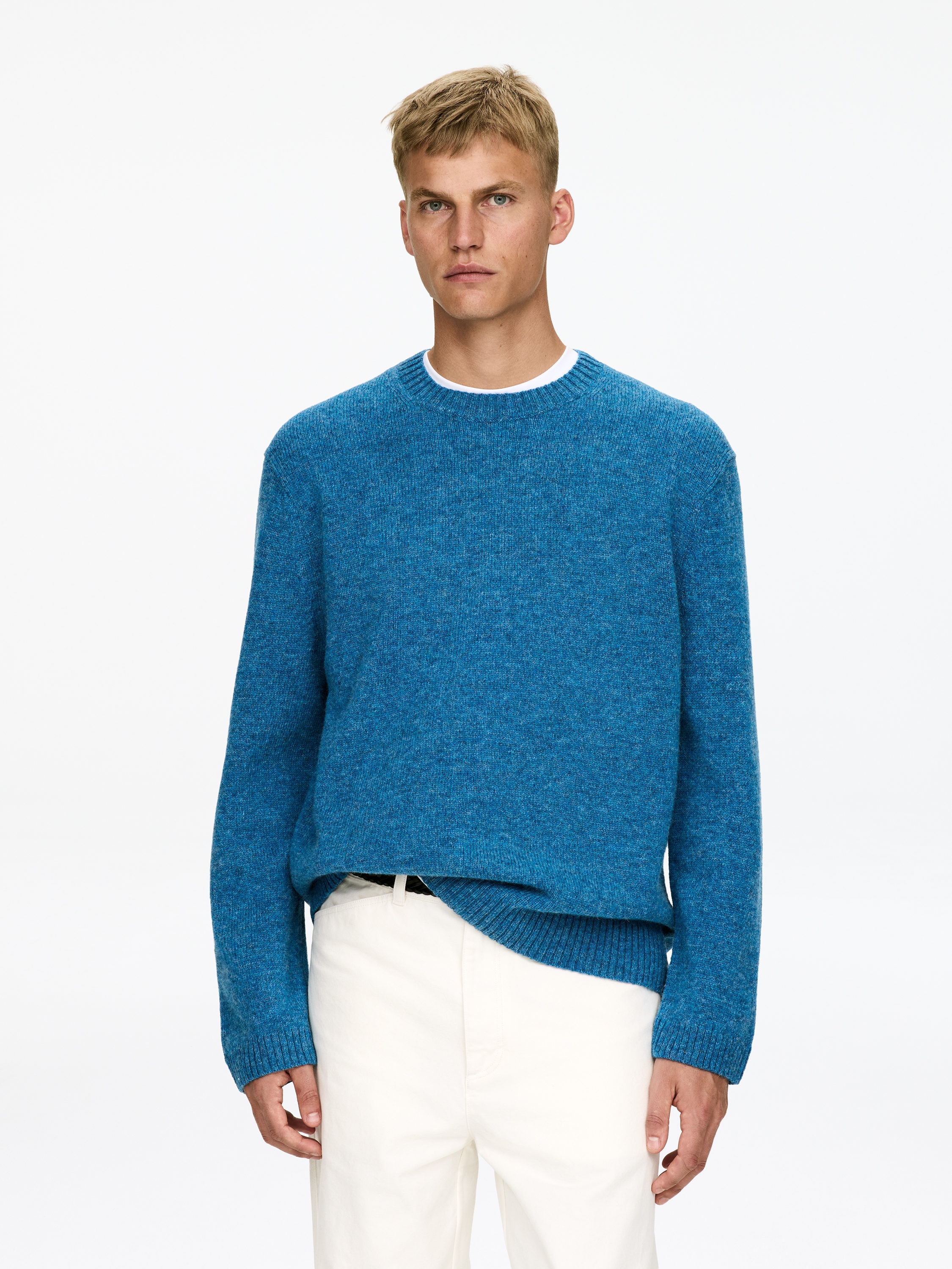 Crew-Neck Wool Jumper-#44678D-16942
