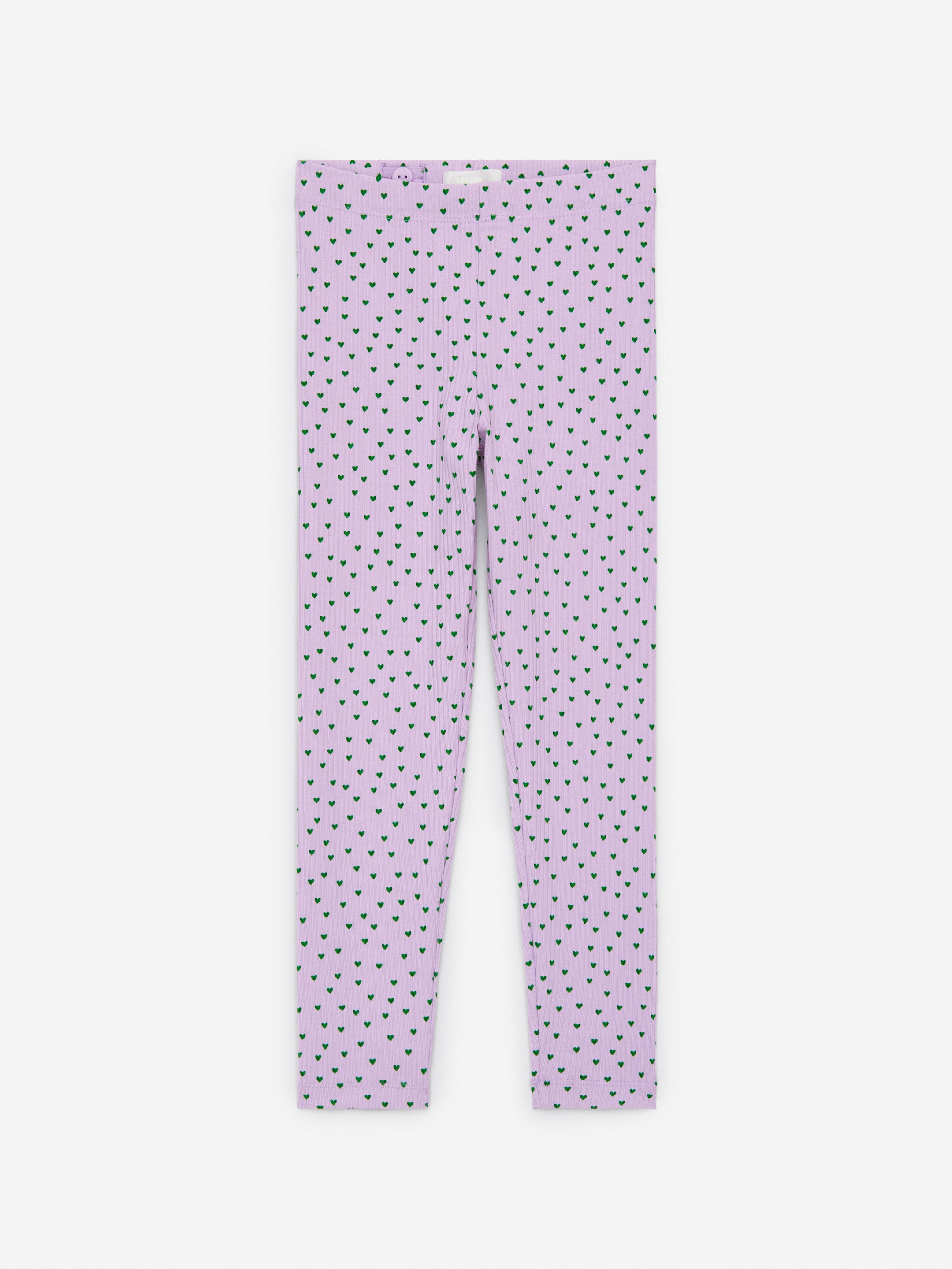 Grotere afbeelding bekijken: Ribbed Leggings - Lilac/Green Hearts - KINDEREN | H&M BE 1
