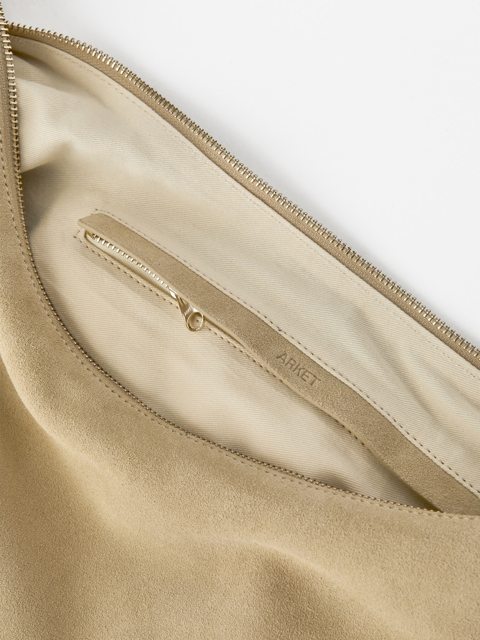 Veloursledertasche - Beige - 7