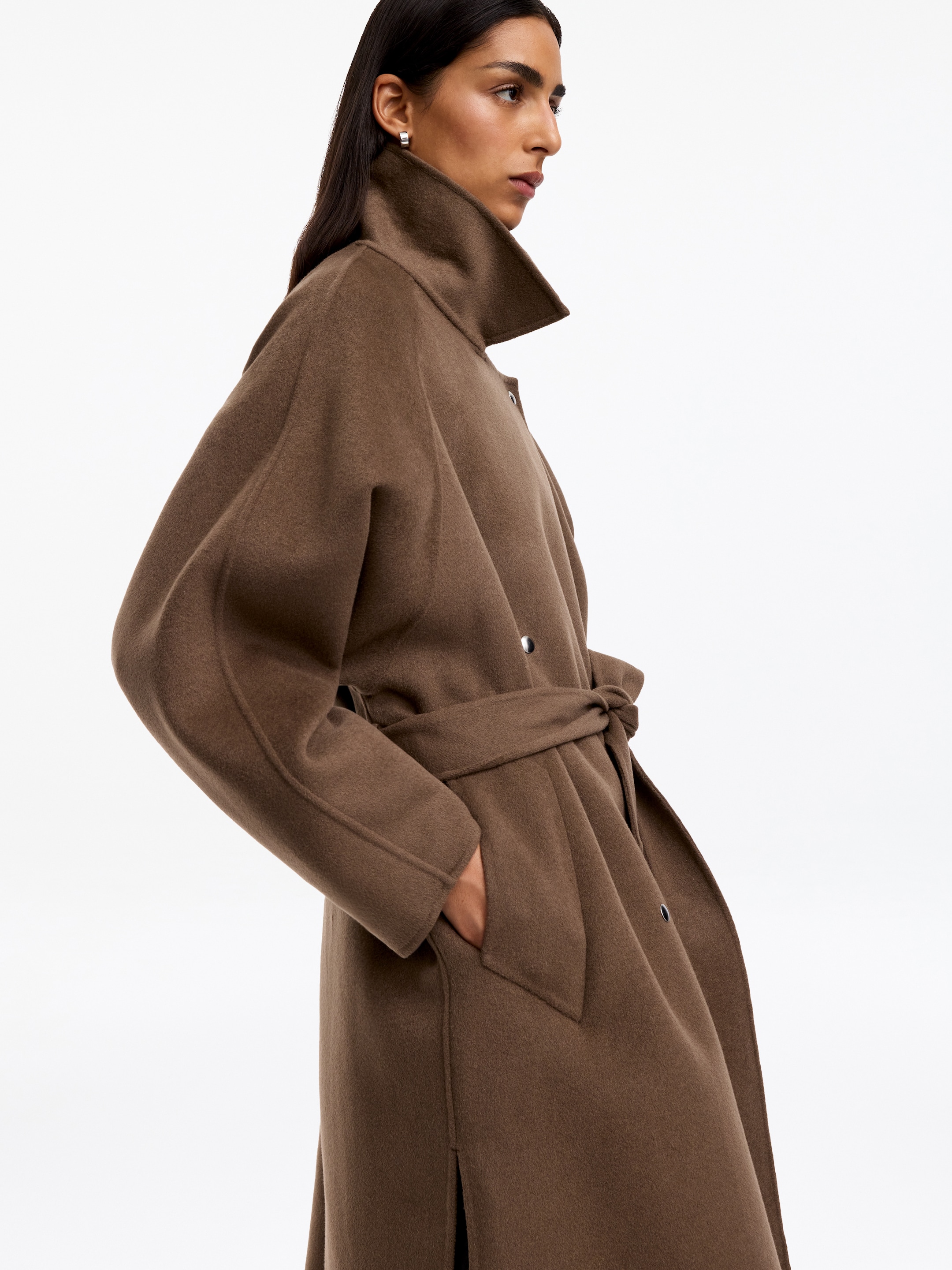 Doubleface-Mantel aus Wollmischung - Dunkles Graubraun - Relaxed Fit - women - StillMedia/Lookbook - 2