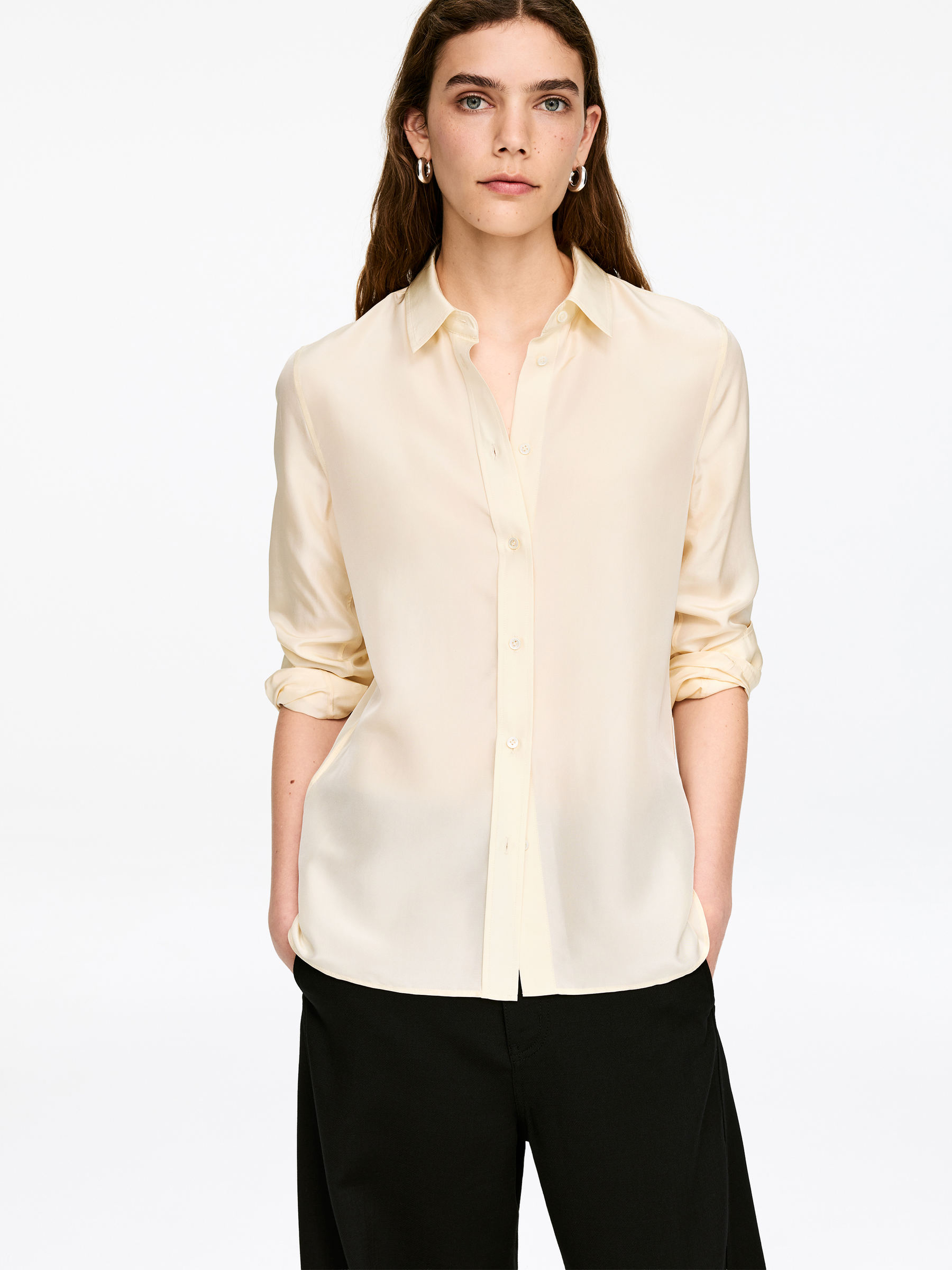 Chemise en soie - Blanc cassé - Slim fit - Femme - StillMedia/Lookbook - 6