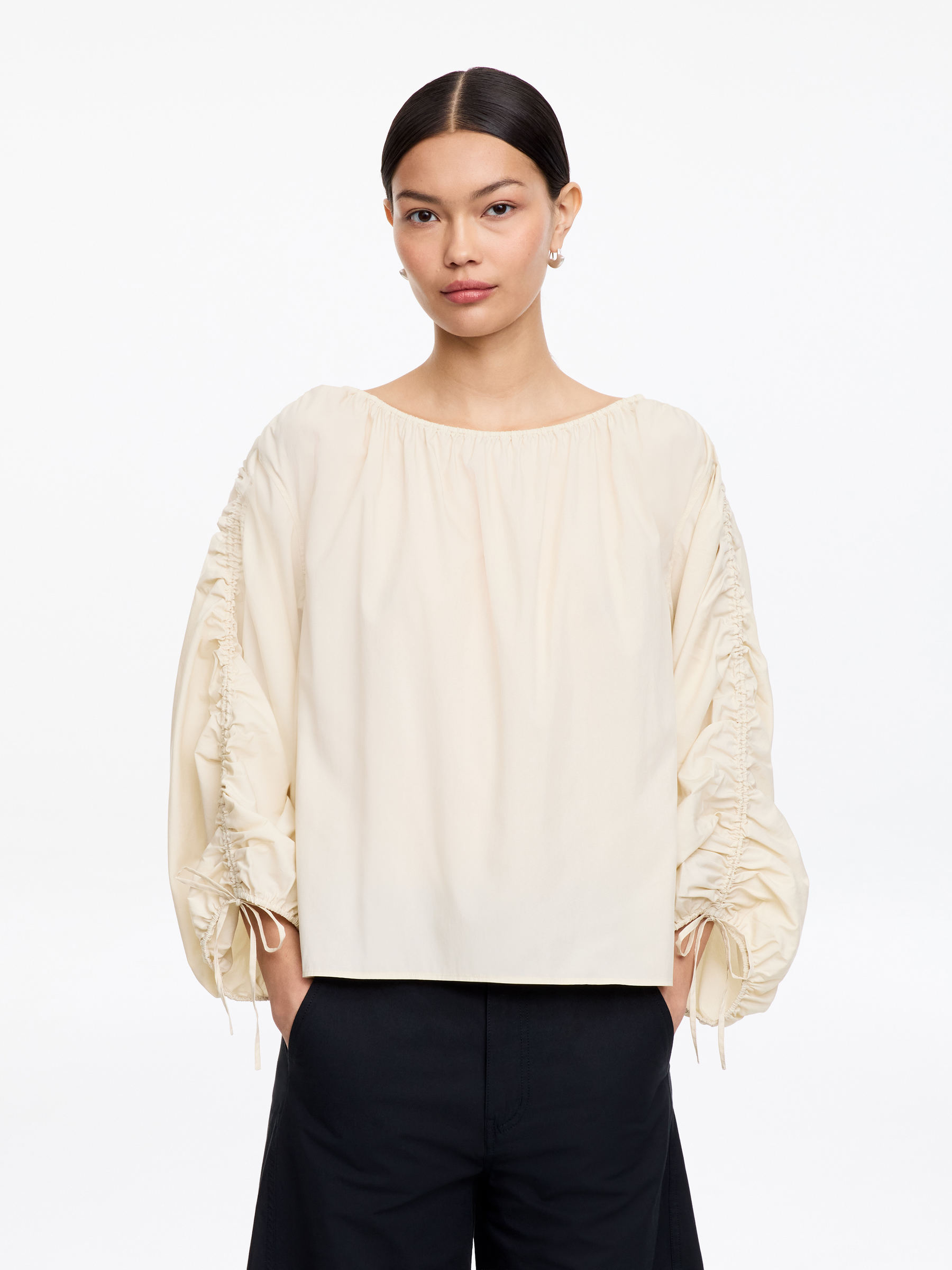 Gathered Blouse-#CCBE9B-18585