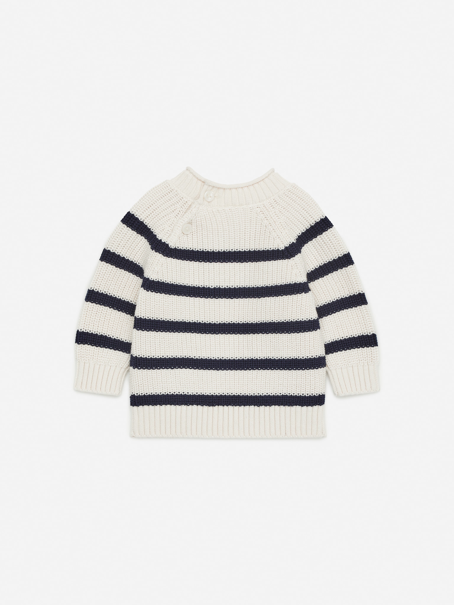 Pull en coton - Blanc/Bleu foncé - 3
