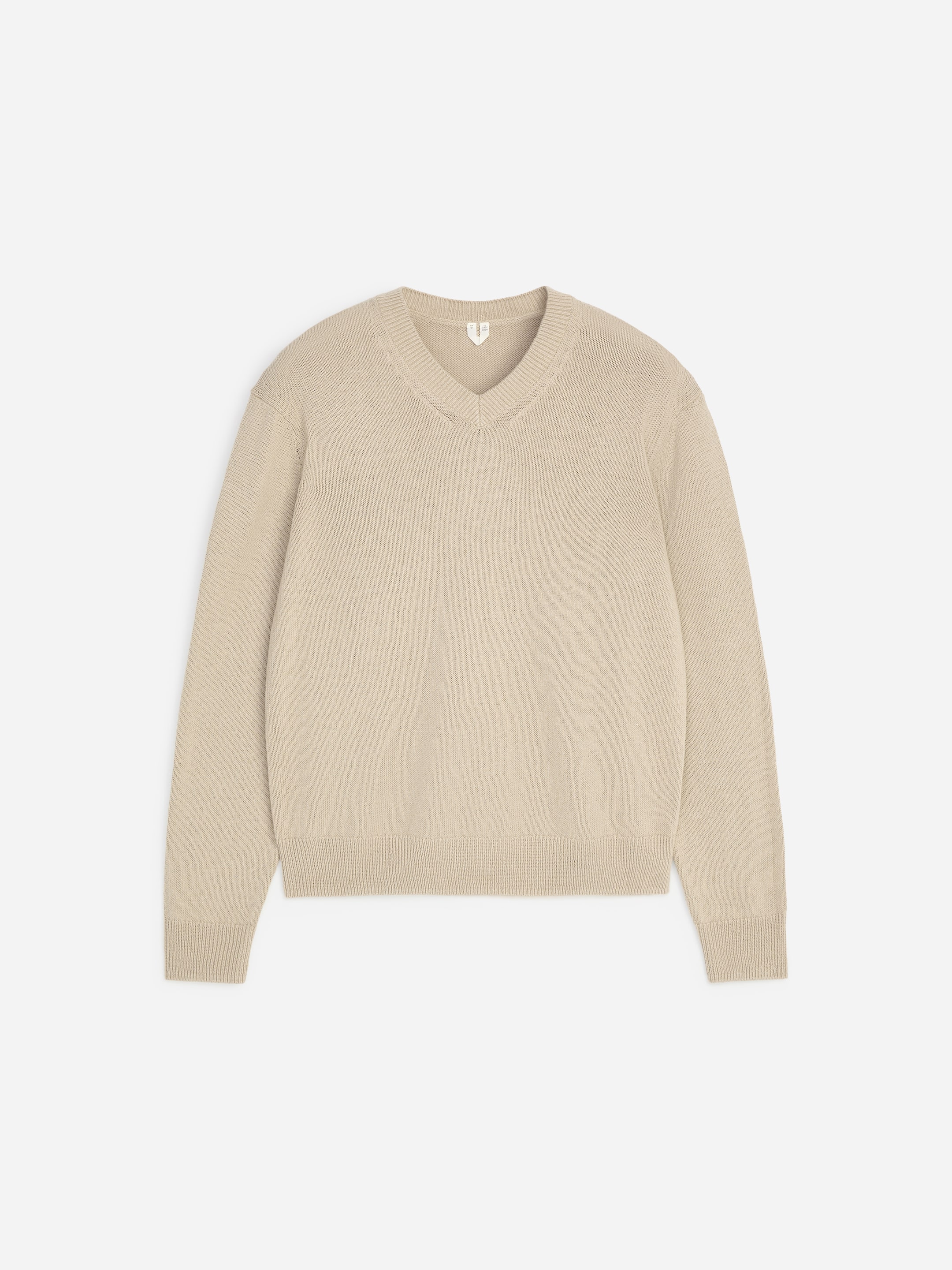 Linen Cotton V-Neck Jumper - Beige - Regular fit - Men - StillMedia/DescriptiveStillLife - 1