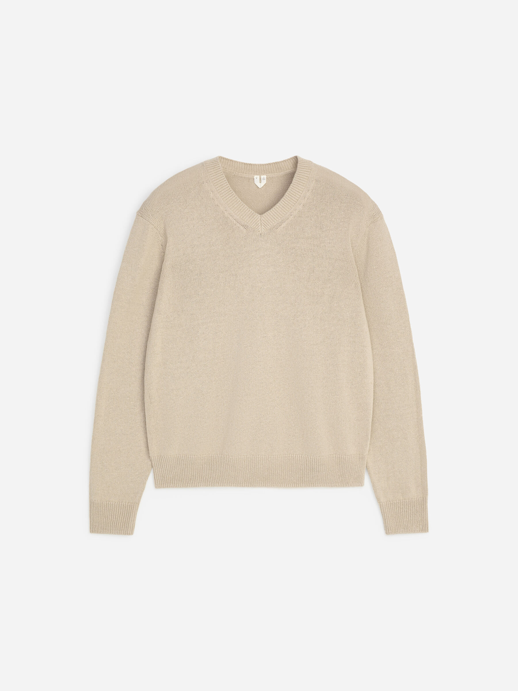 Linen Cotton V-Neck Jumper - Beige - Regular fit - Men - StillMedia/DescriptiveStillLife - 1