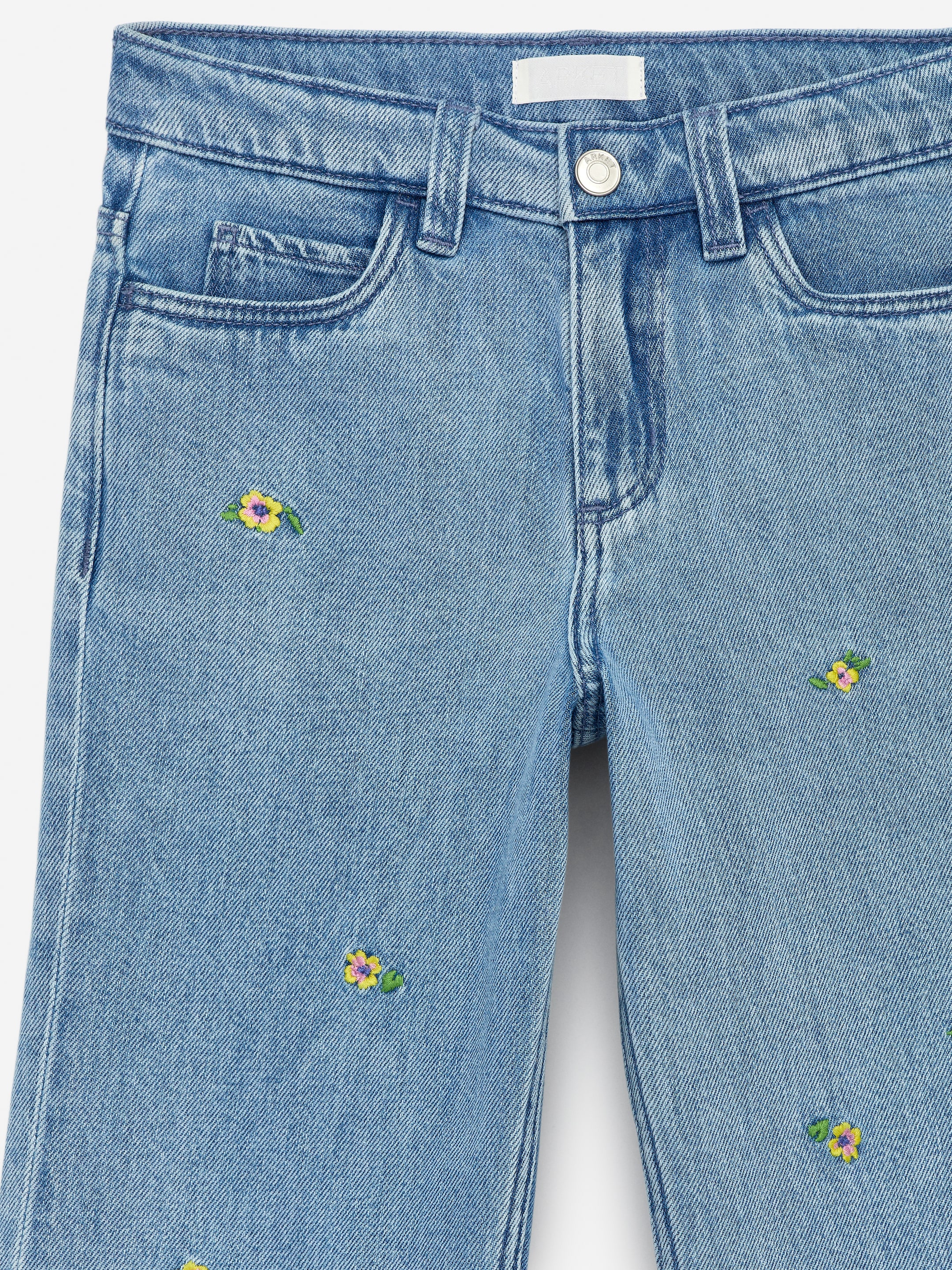 Pantalon en jean brodé - Bleu/Fleurs brodées - Relaxed fit - Enfant - StillMedia/DescriptiveDetail - 3