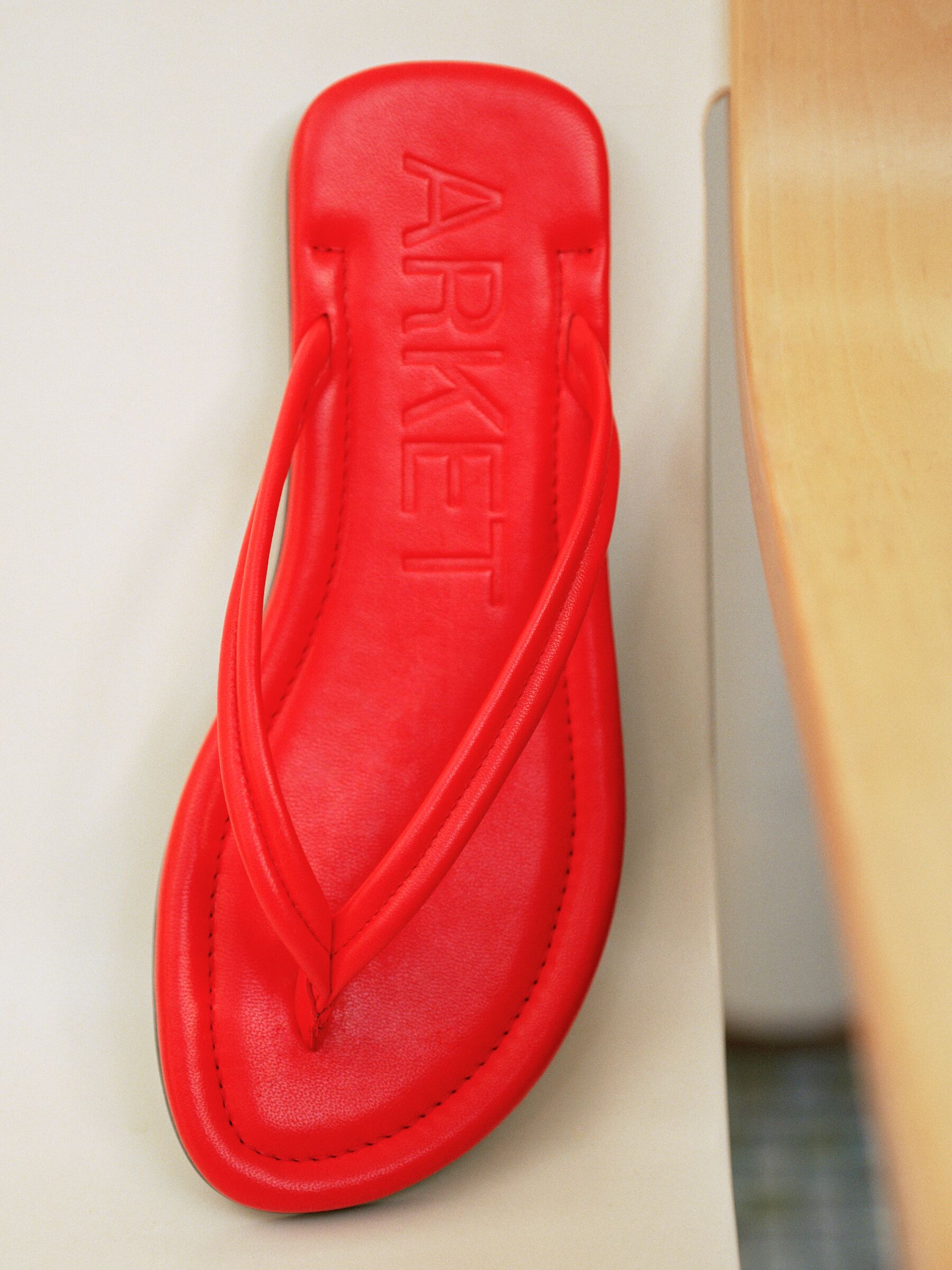 Leather Flip Flops-#B32B34-19101