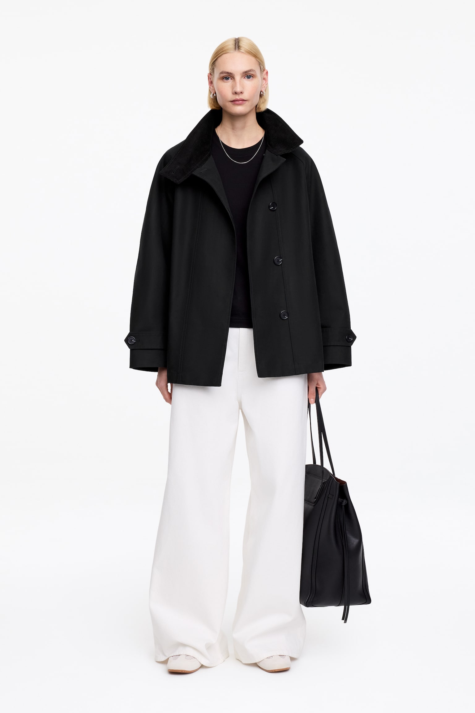 Jacke mit Cordkragen - Schwarz/Braun - 1