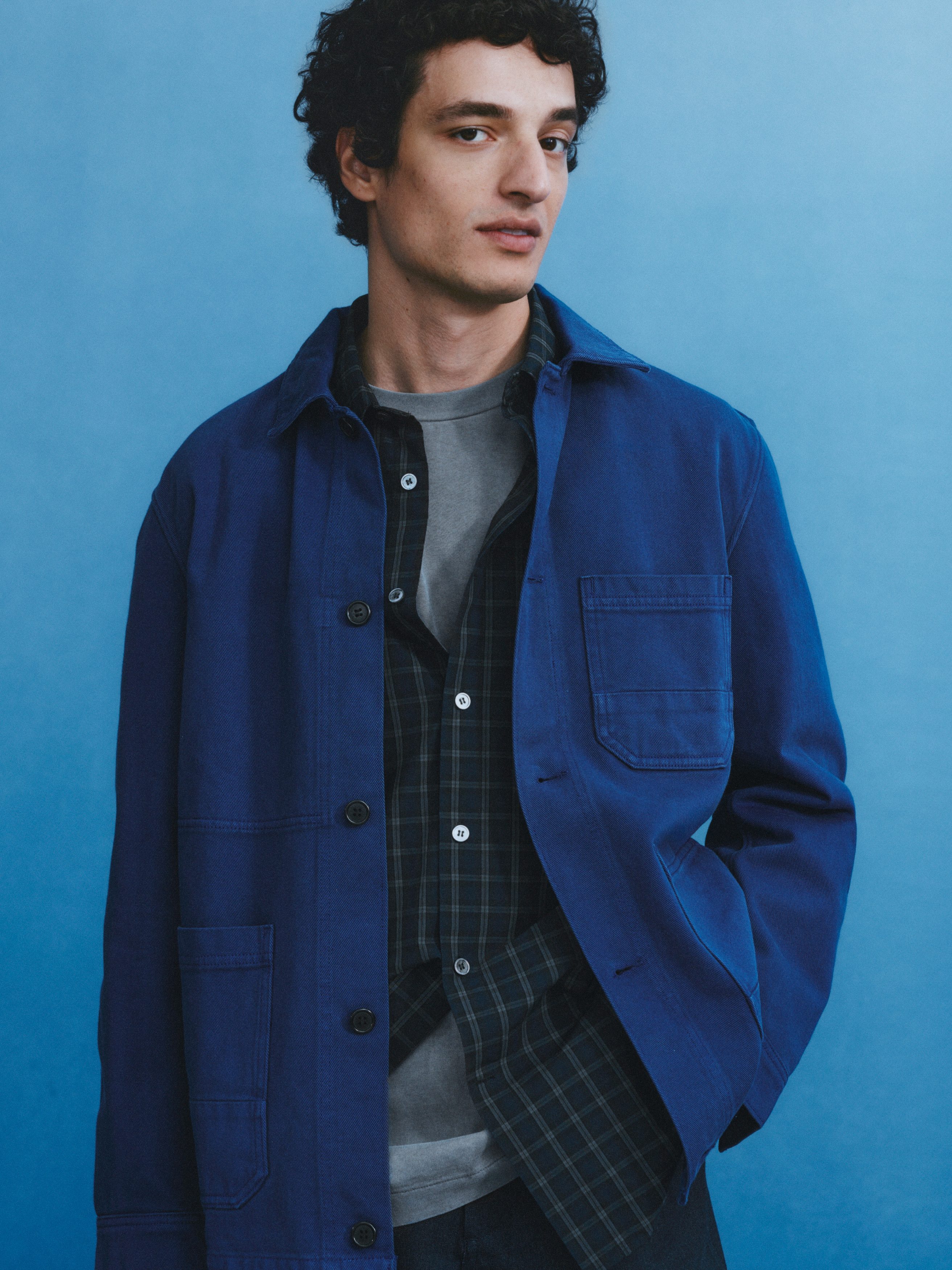 Camicia in popeline dalla vestibilità oversize - Blu/A quadri
