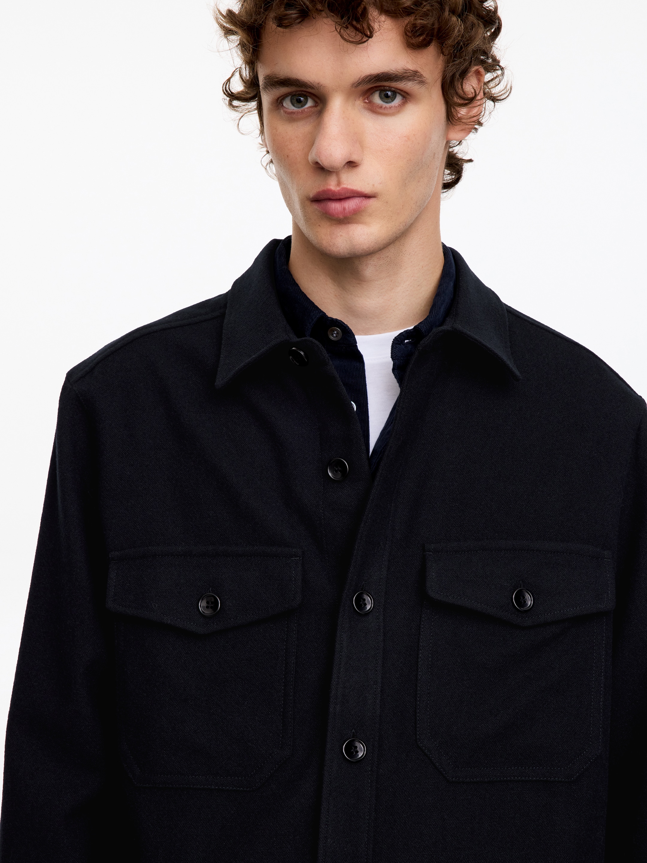 Wool Blend Overshirt - Dark Blue - Regular fit - men - StillMedia/Lookbook - 4